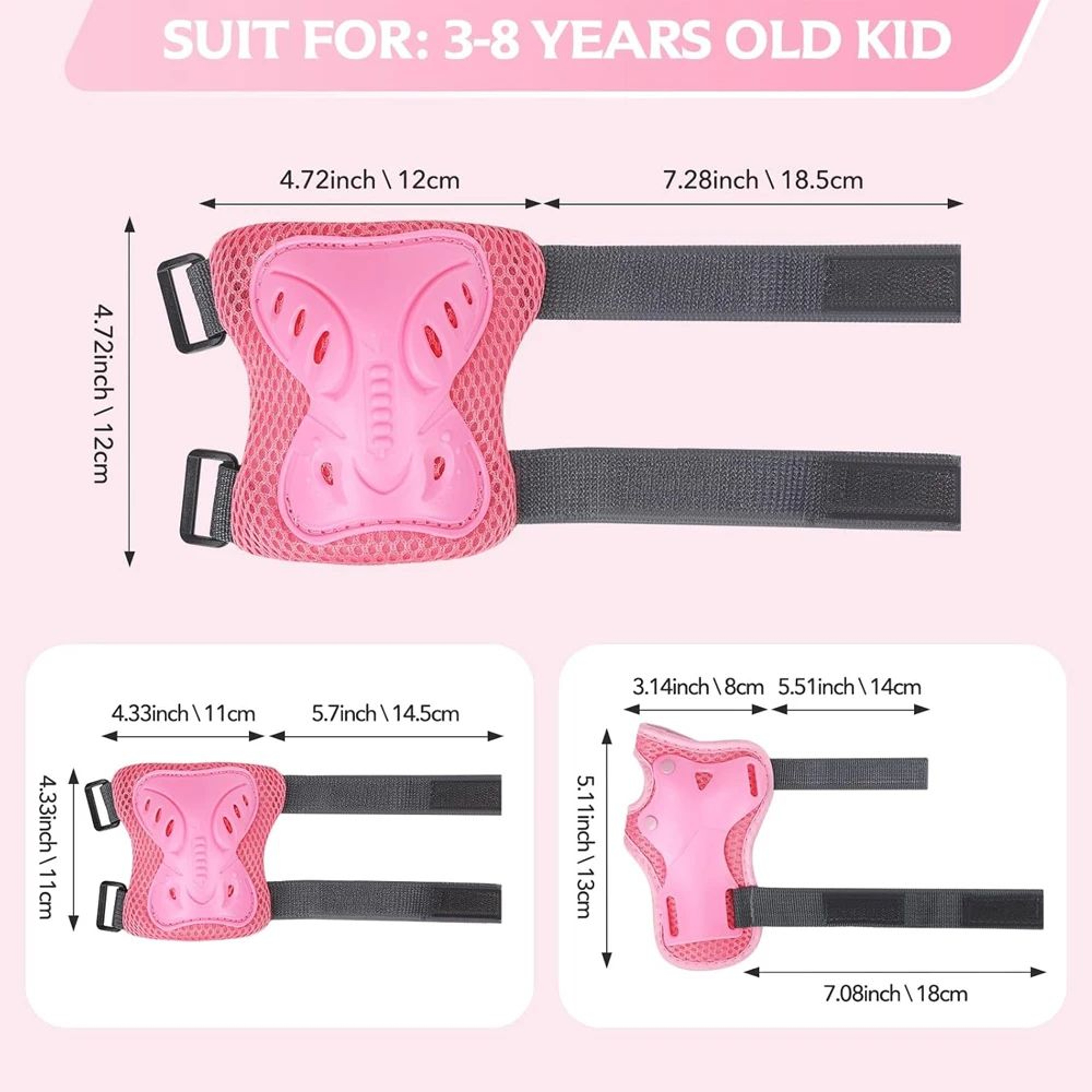 6 Piece Kids Knee Elbow Pads And Wrist Guards Protective Gear Set 3