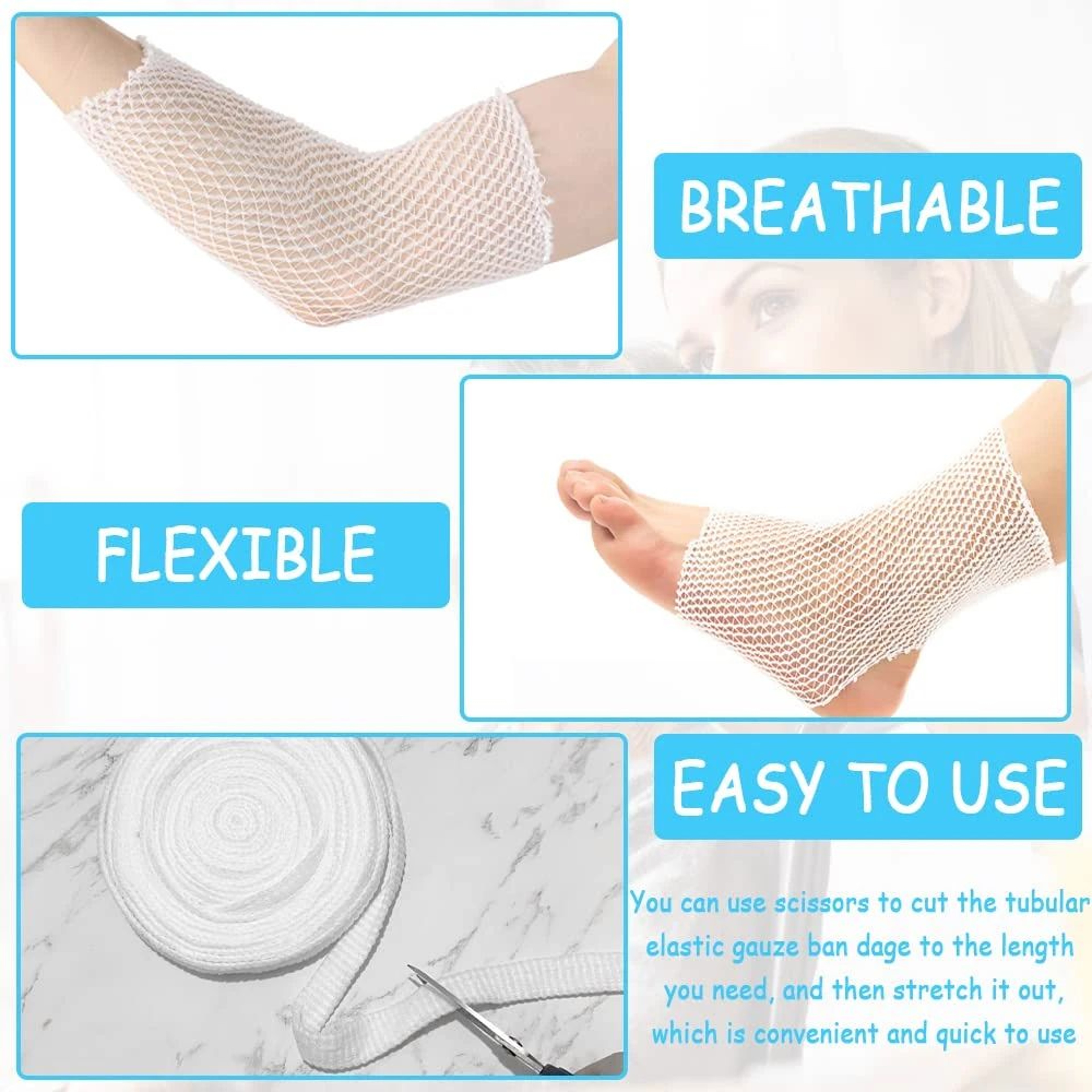 Elastic Tubular Mesh Bandage Roll For Wound Dressing Support 1