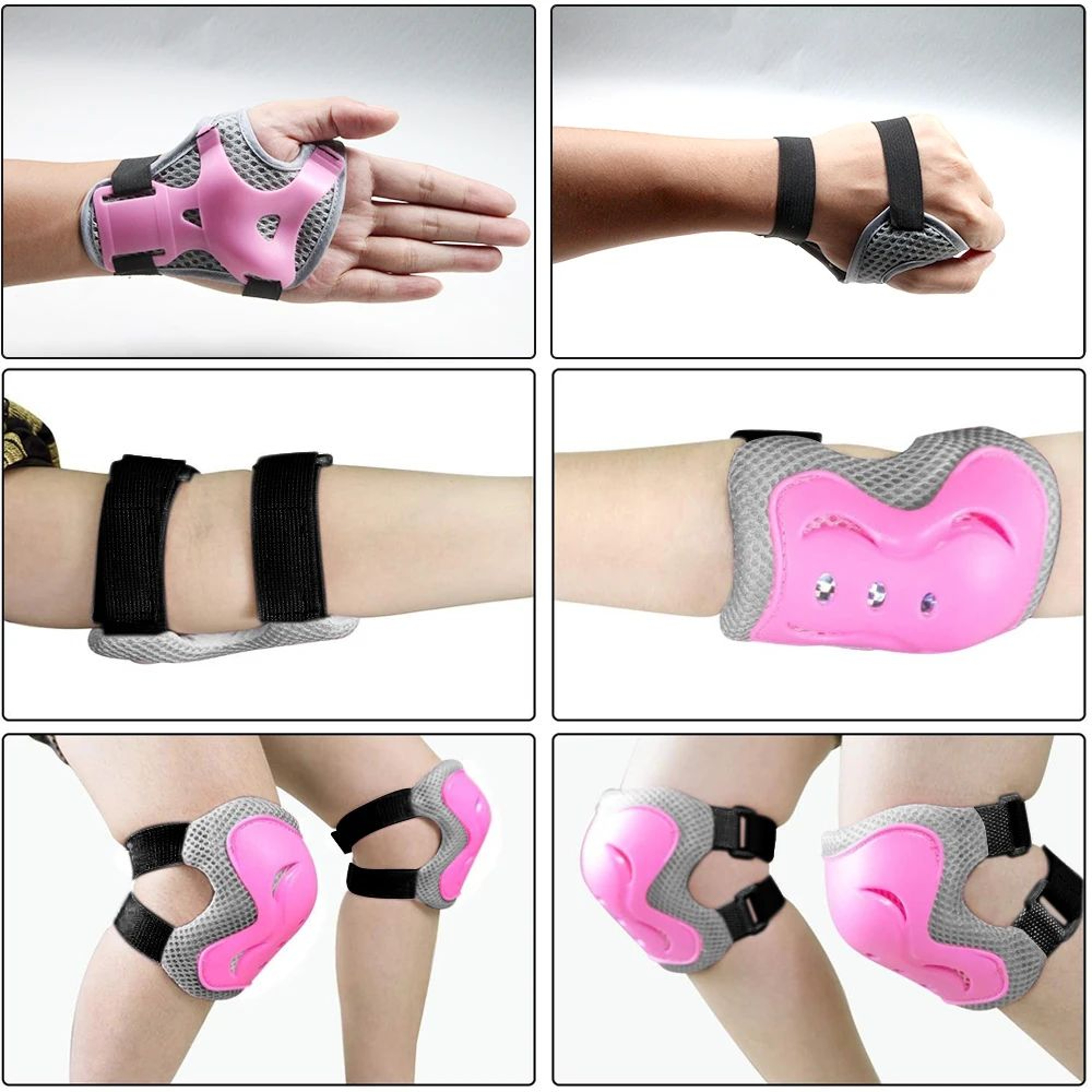 6 Piece Knee Elbow Pads With Wrist Guards Protective Gear Set 1
