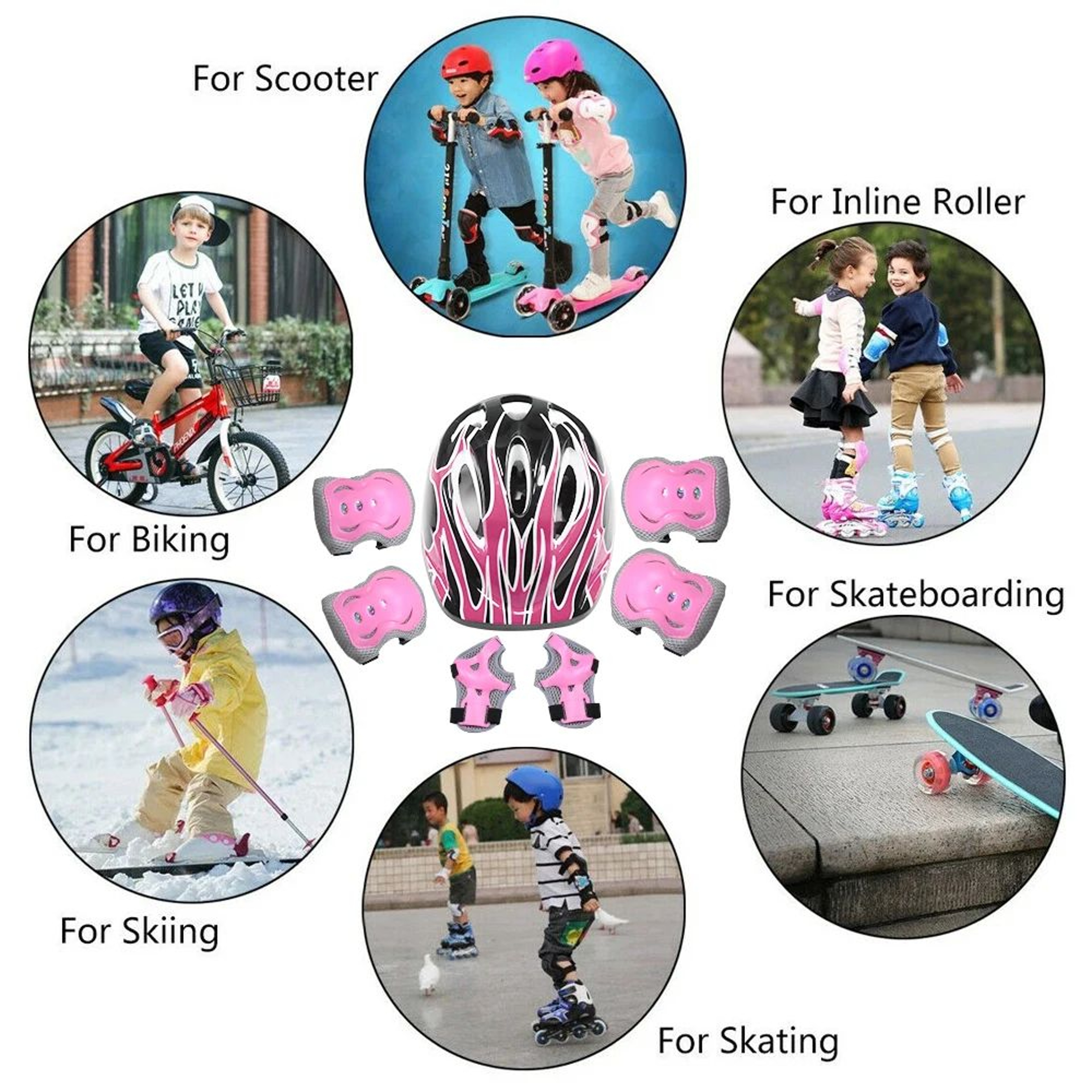 6 Piece Knee Elbow Pads With Wrist Guards Protective Gear Set 5