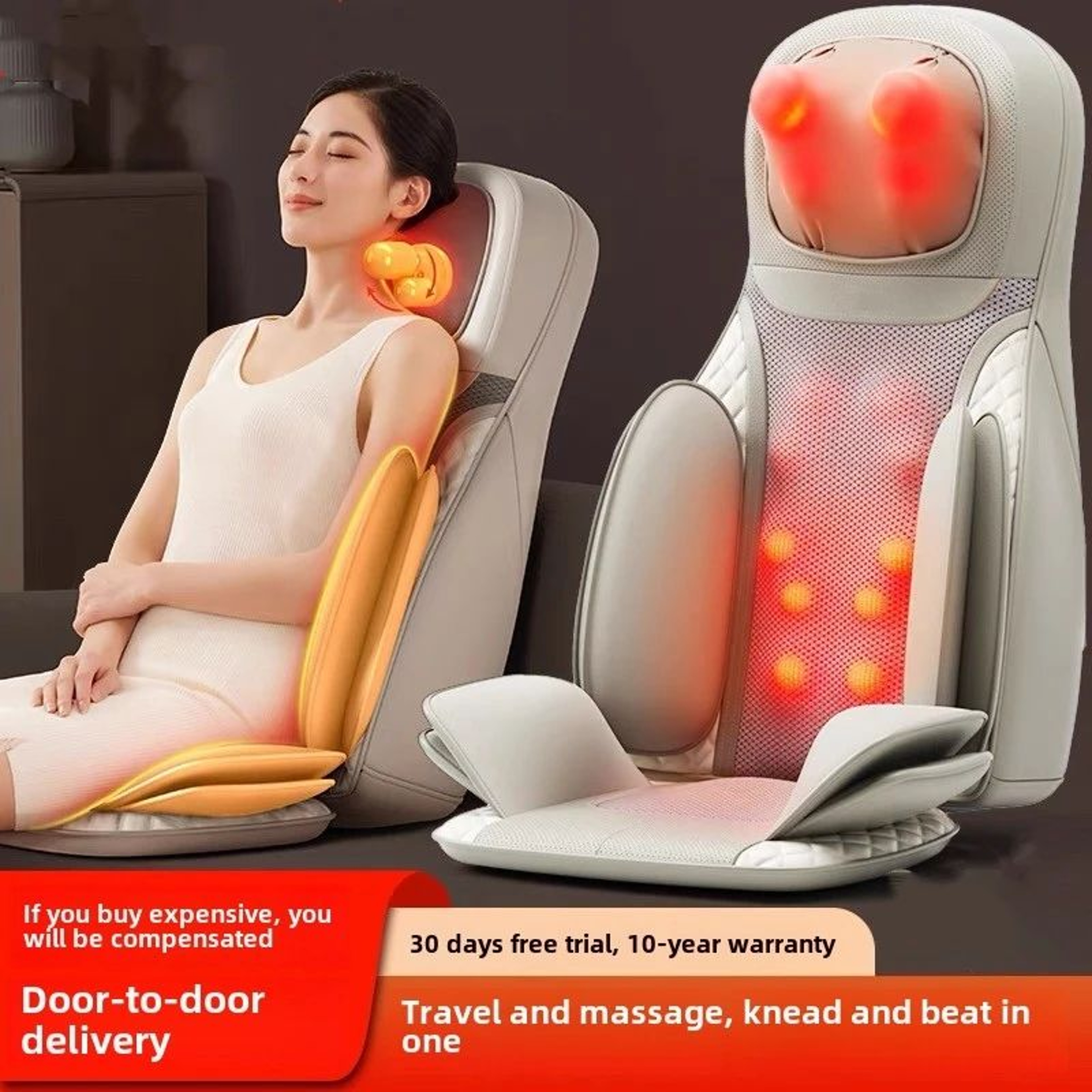 Air Compression Shiatsu Massage Chair Pad With Heat 7