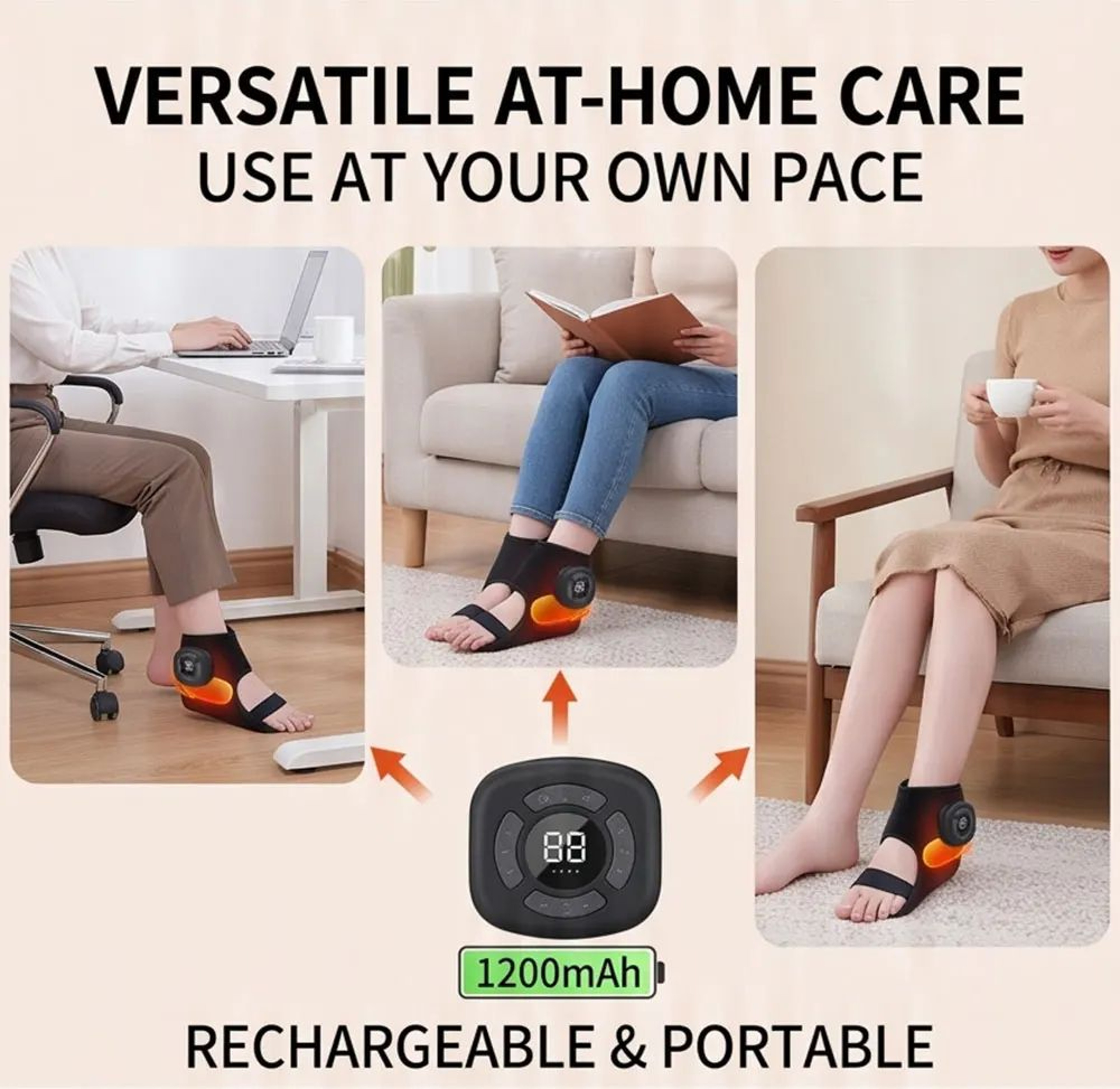 Cordless Air Compression Ankle Massager With Heat 2