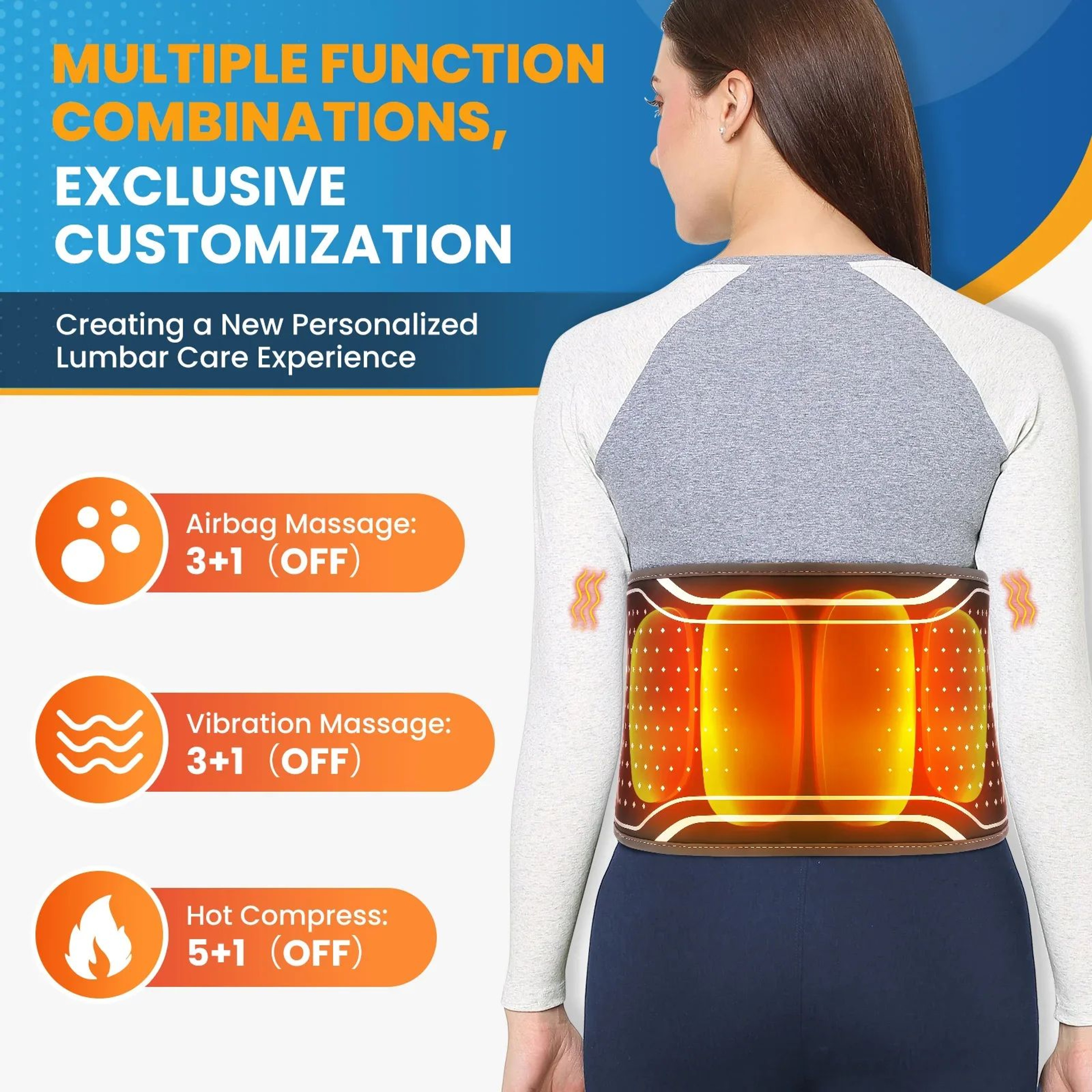 Inflatable Heated Lumbar Support Belt With Vibration Waist Massager 3