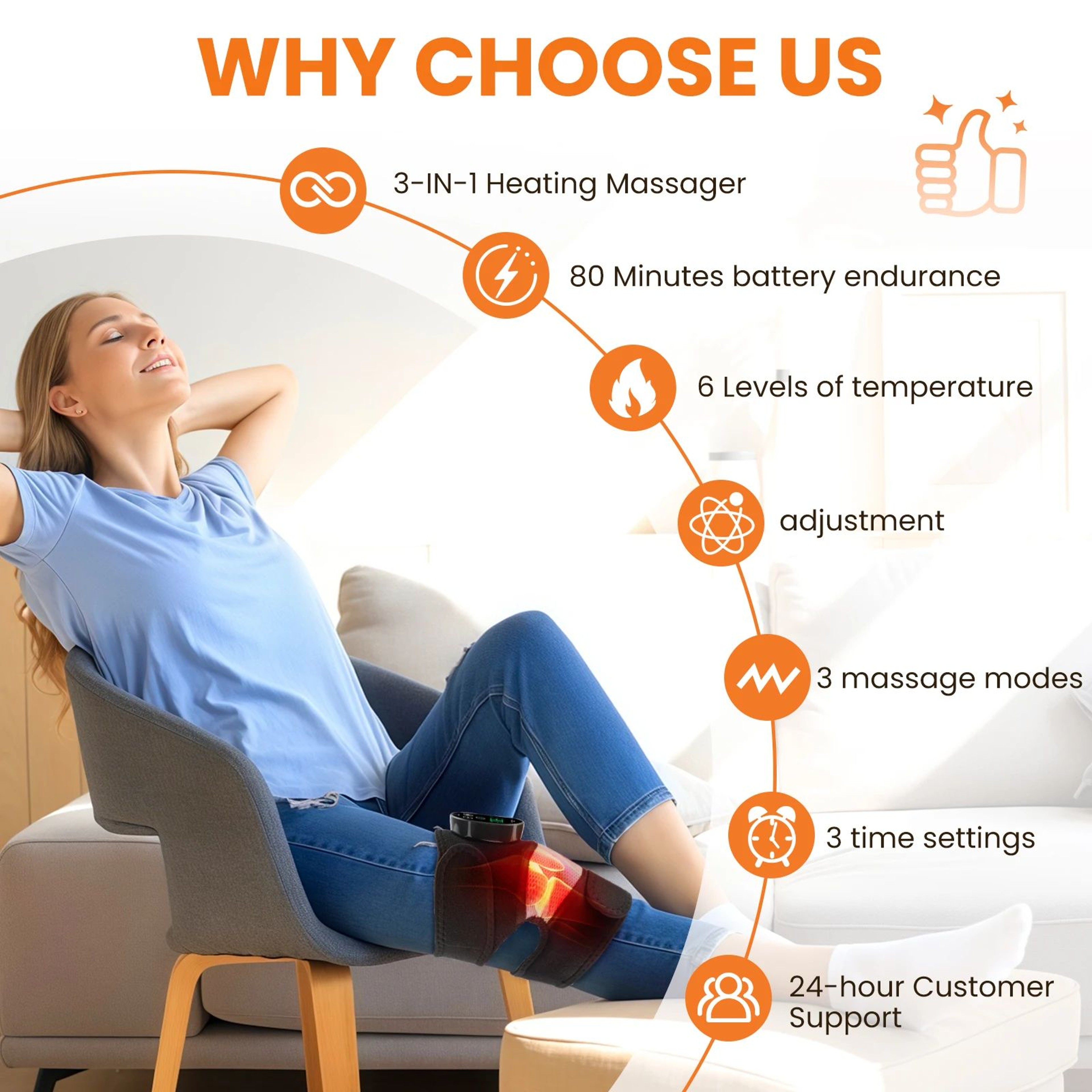 Cordless Heated Vibration Knee Massager Brace 2