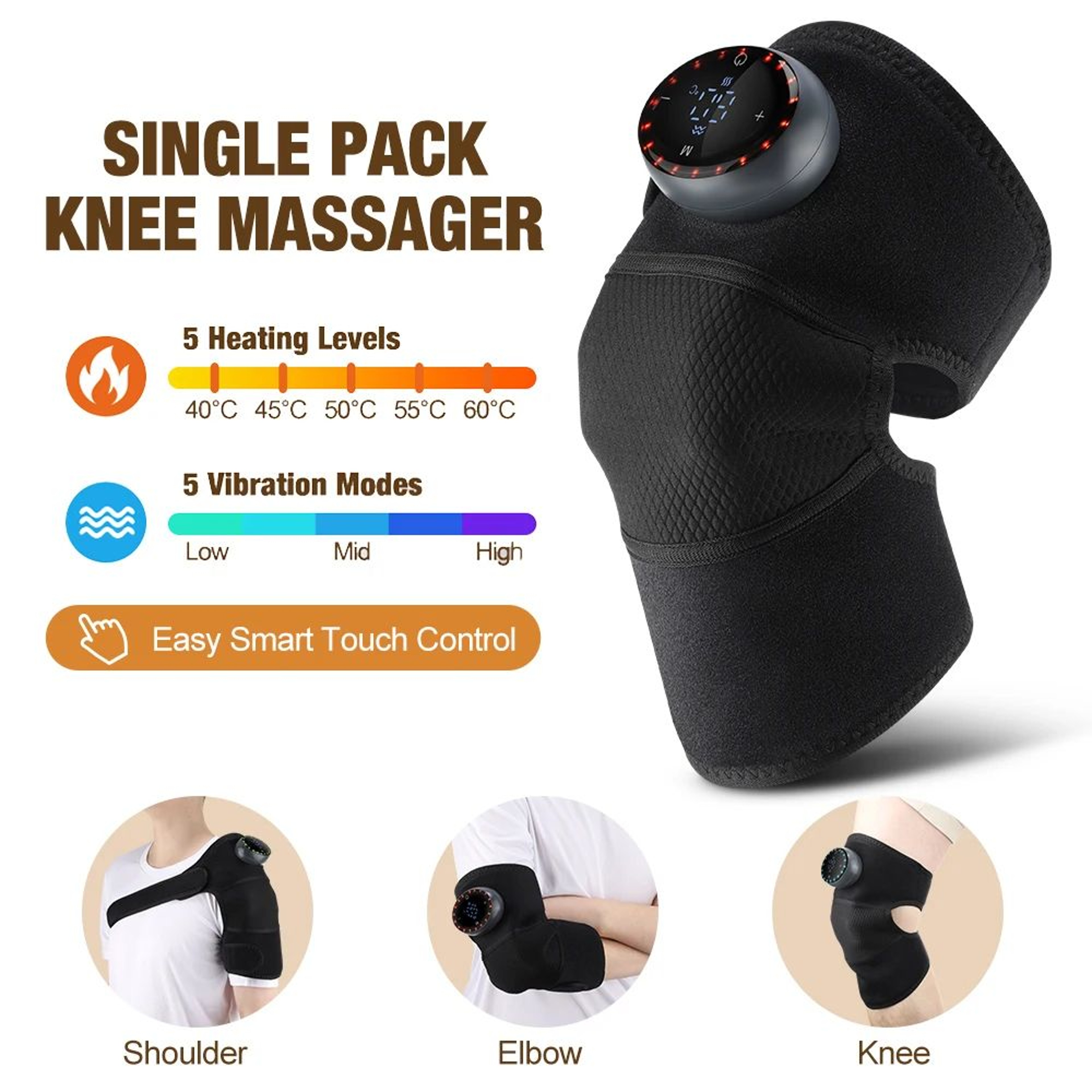 Cordless Heated Vibration Knee Massager Brace 14