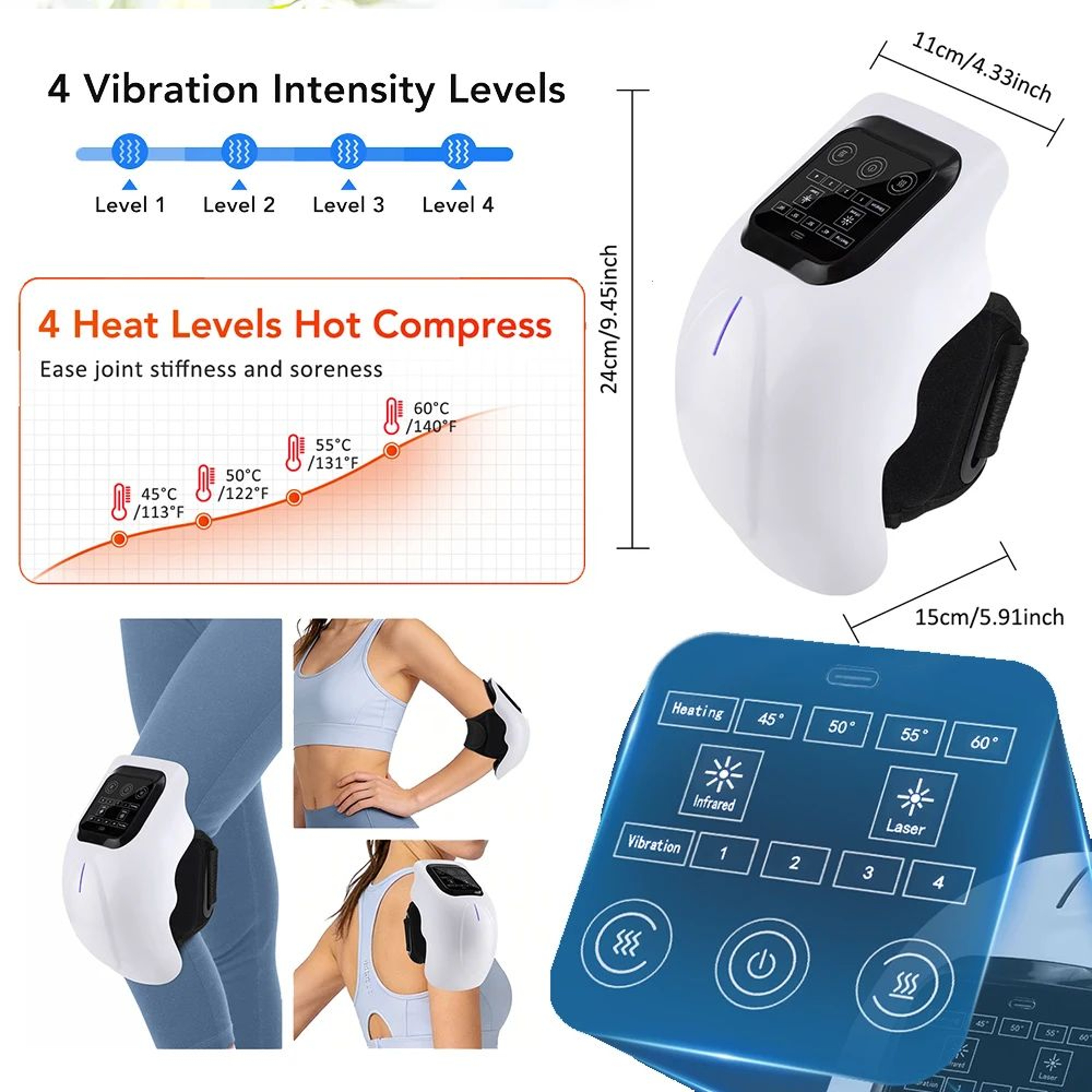 Cordless Heated Knee Massager With Heat And Vibration 9
