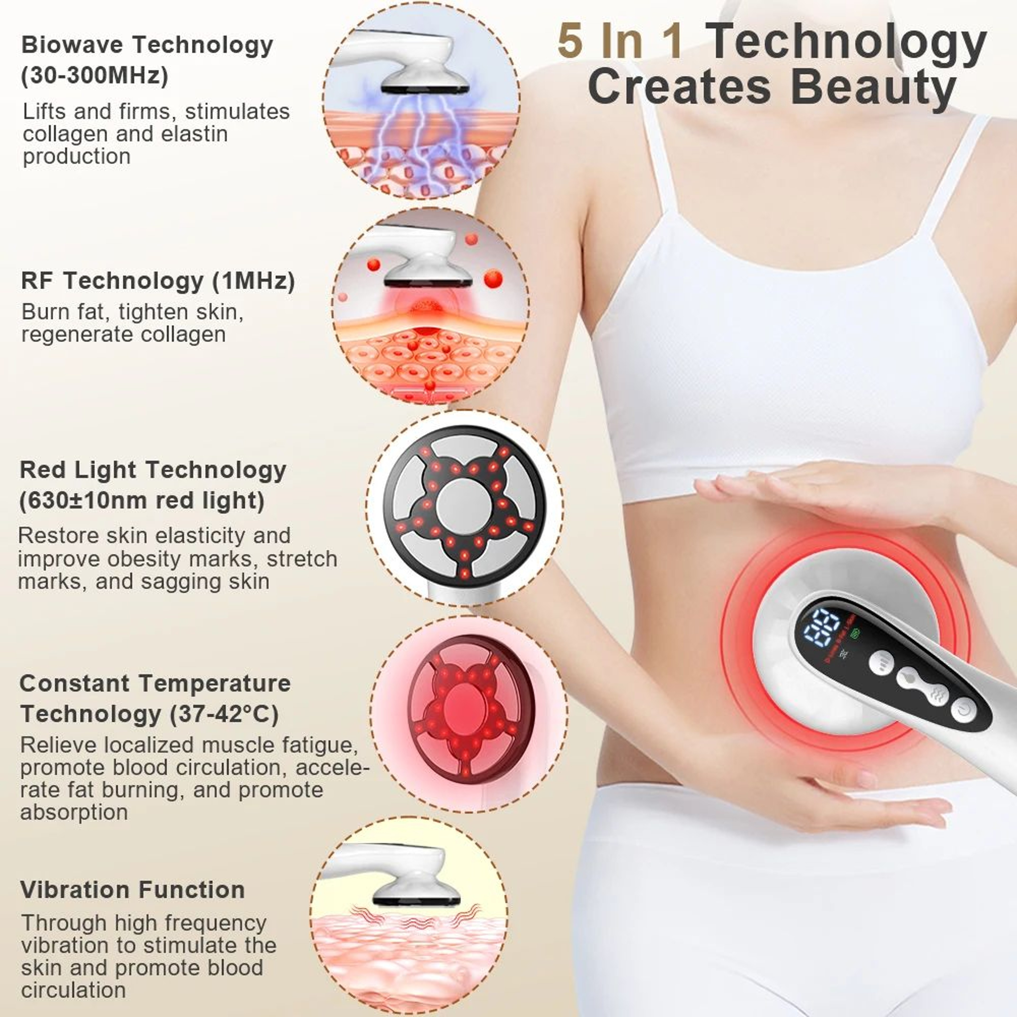 Cordless Vibrating Body Sculpting Massager With Slimming Gel Kit 6