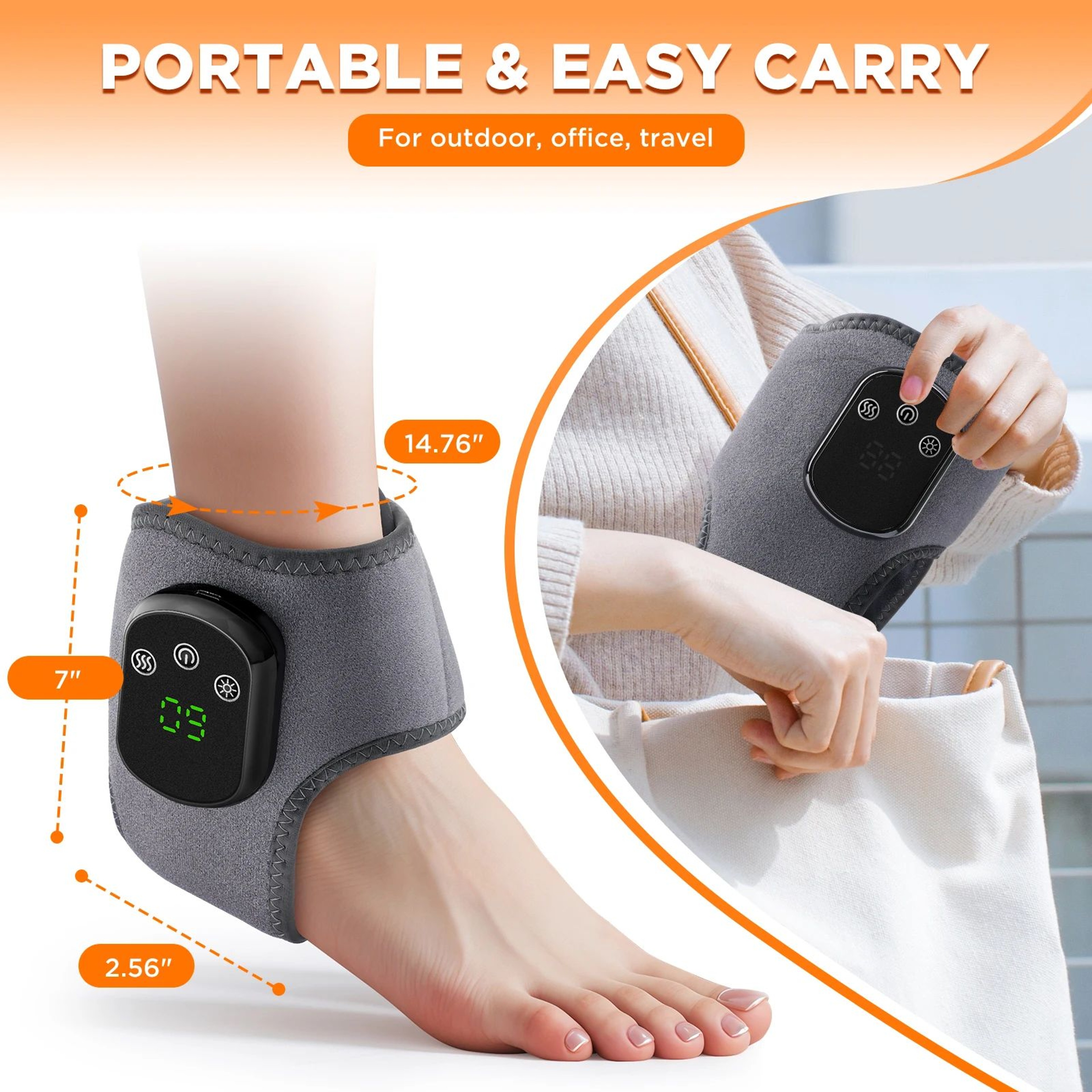 Cordless Electric Ankle Massager With Heat And Vibration Support 5