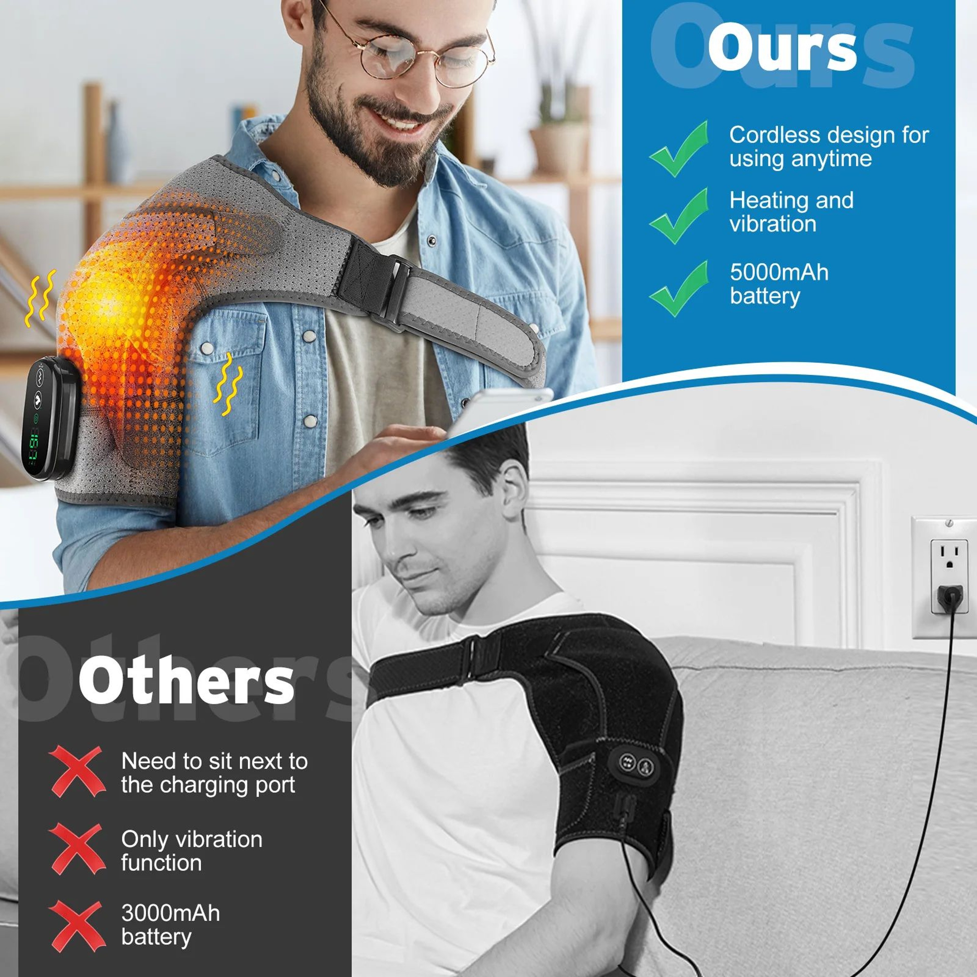 Electric Heated Shoulder Massager Brace With Heat And Vibration 2