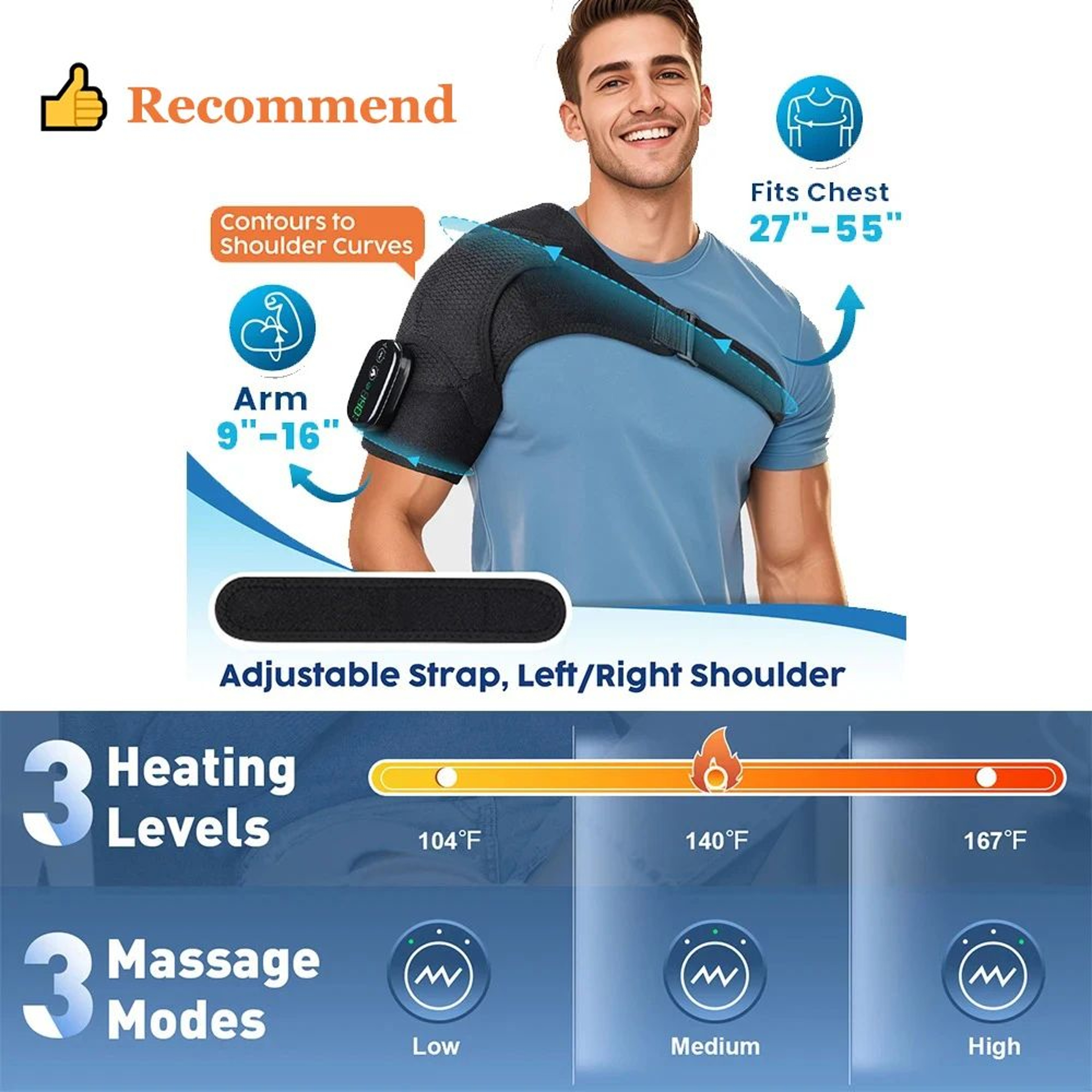 Electric Heated Shoulder Massager Brace With Heat And Vibration 7