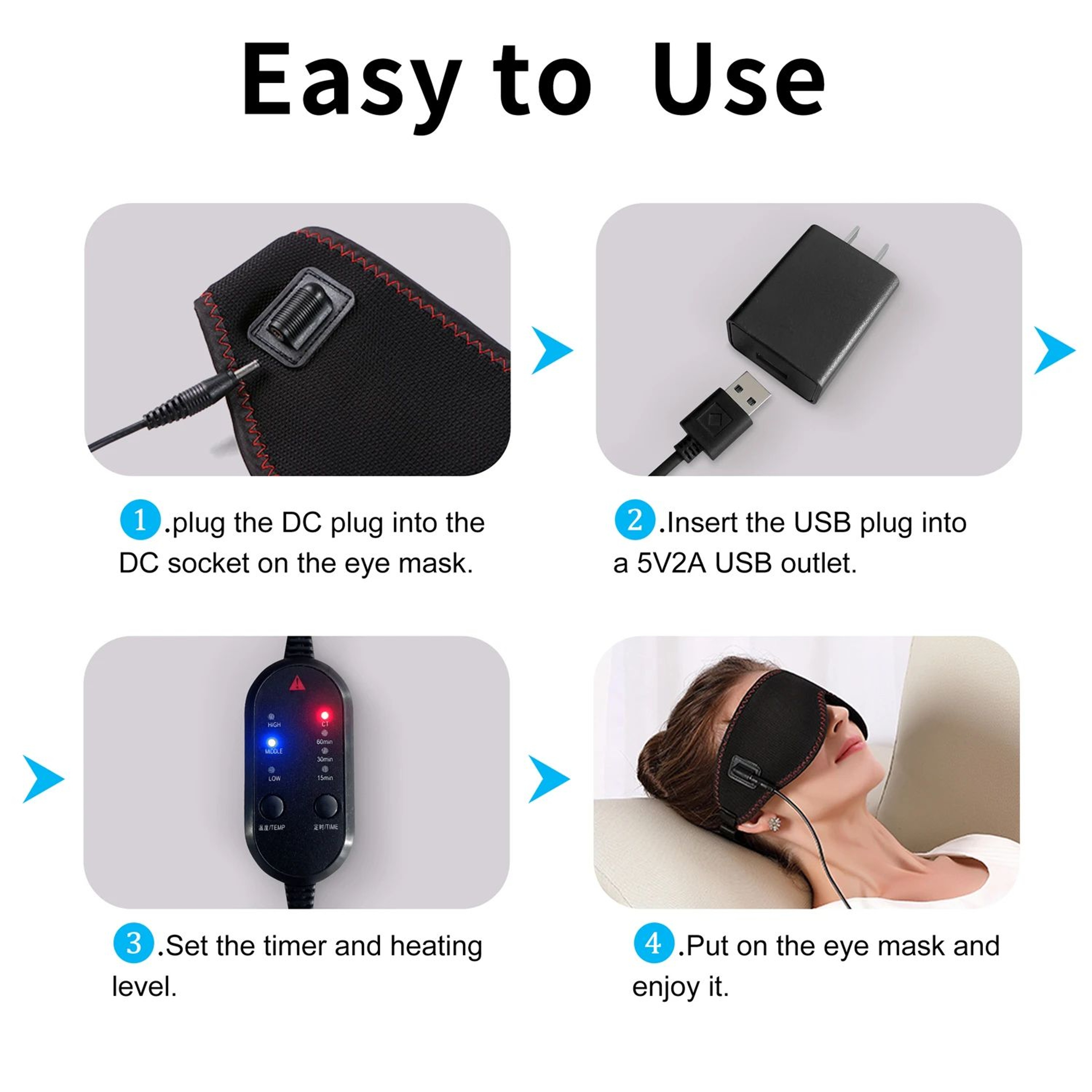 Electric Heated Eye Mask With 3 Temperature Levels 4