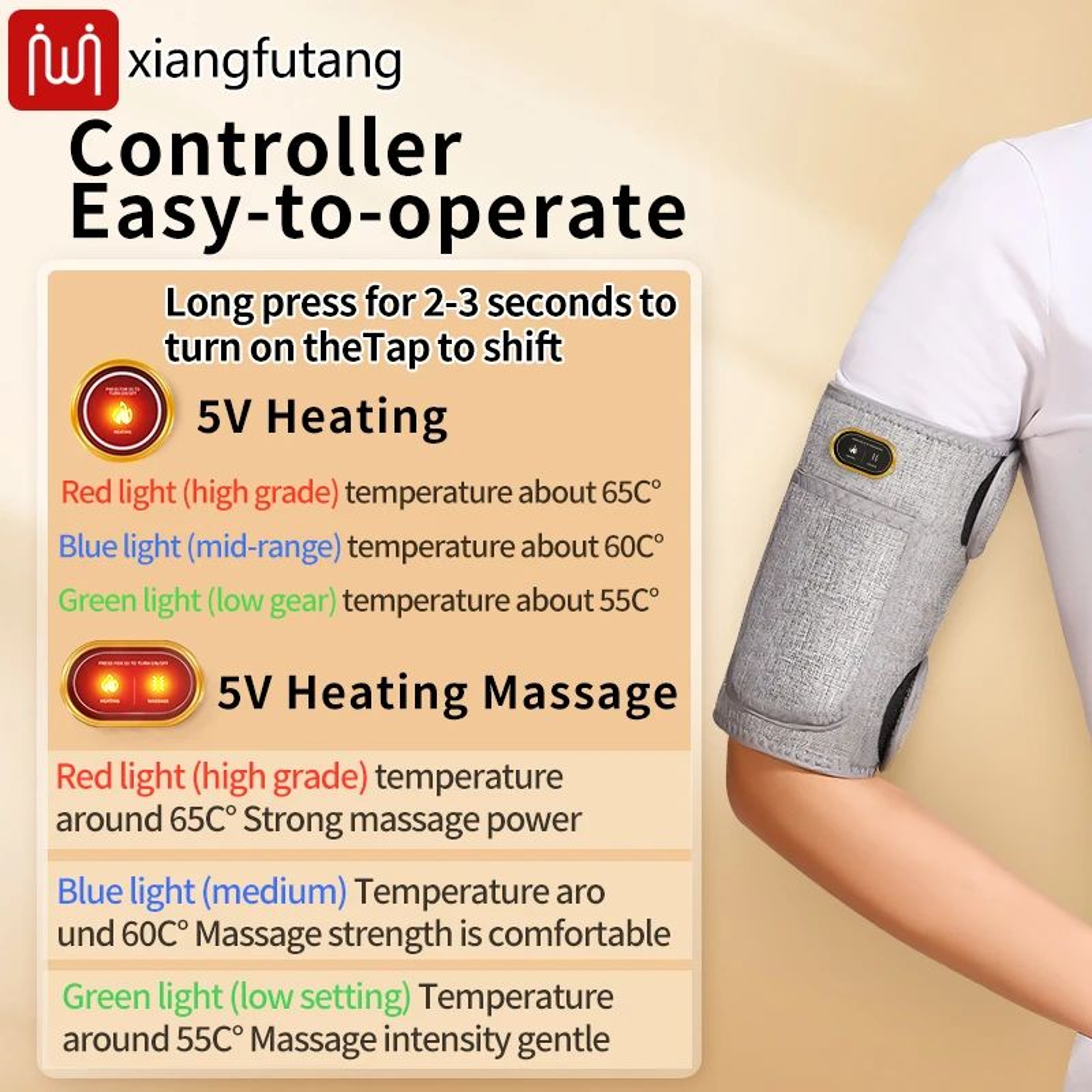Red Light Heated Arm Wrap With Vibration Massager For Muscle Relief 4