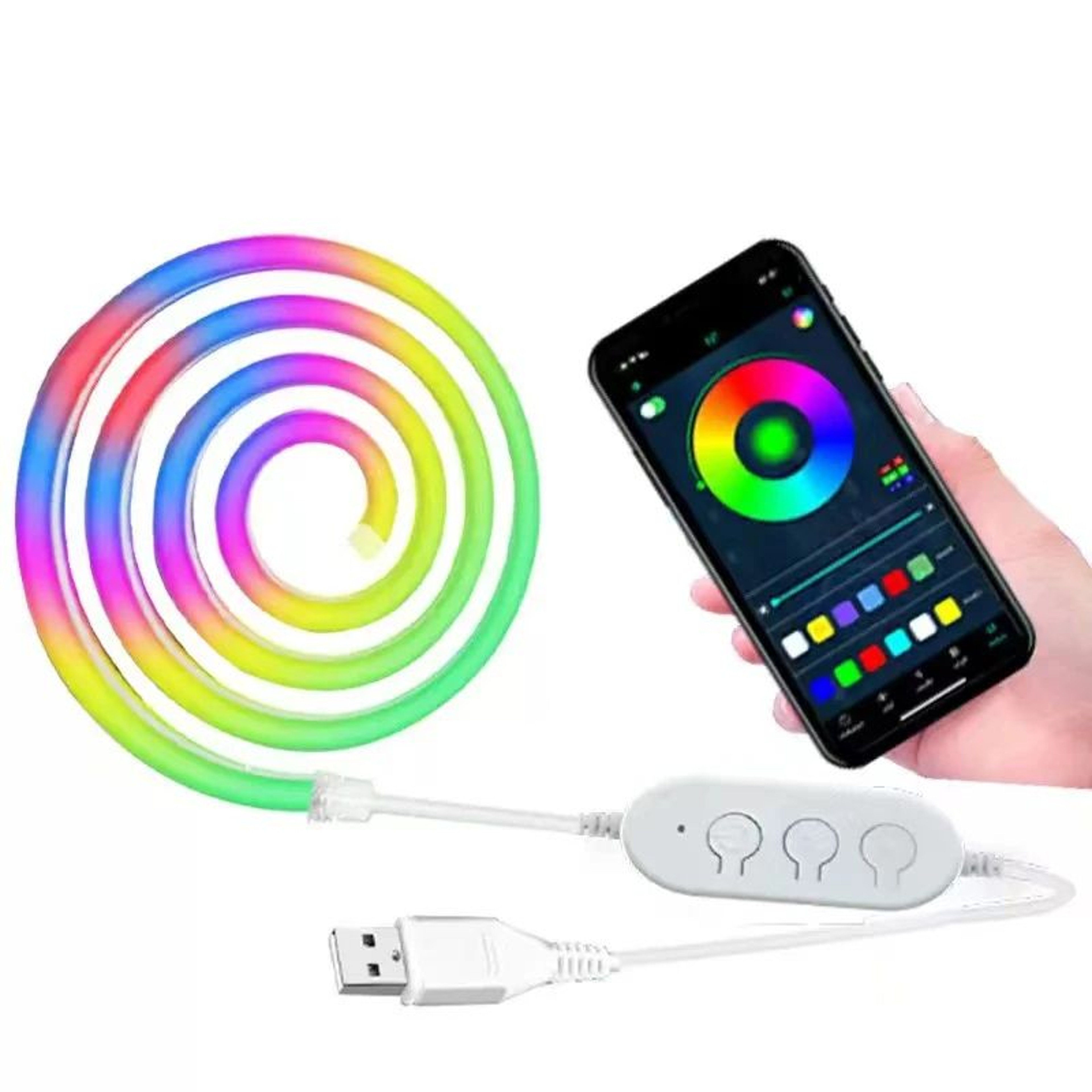 RGB LED Neon Strip Light Bluetooth Music Sync Waterproof 3