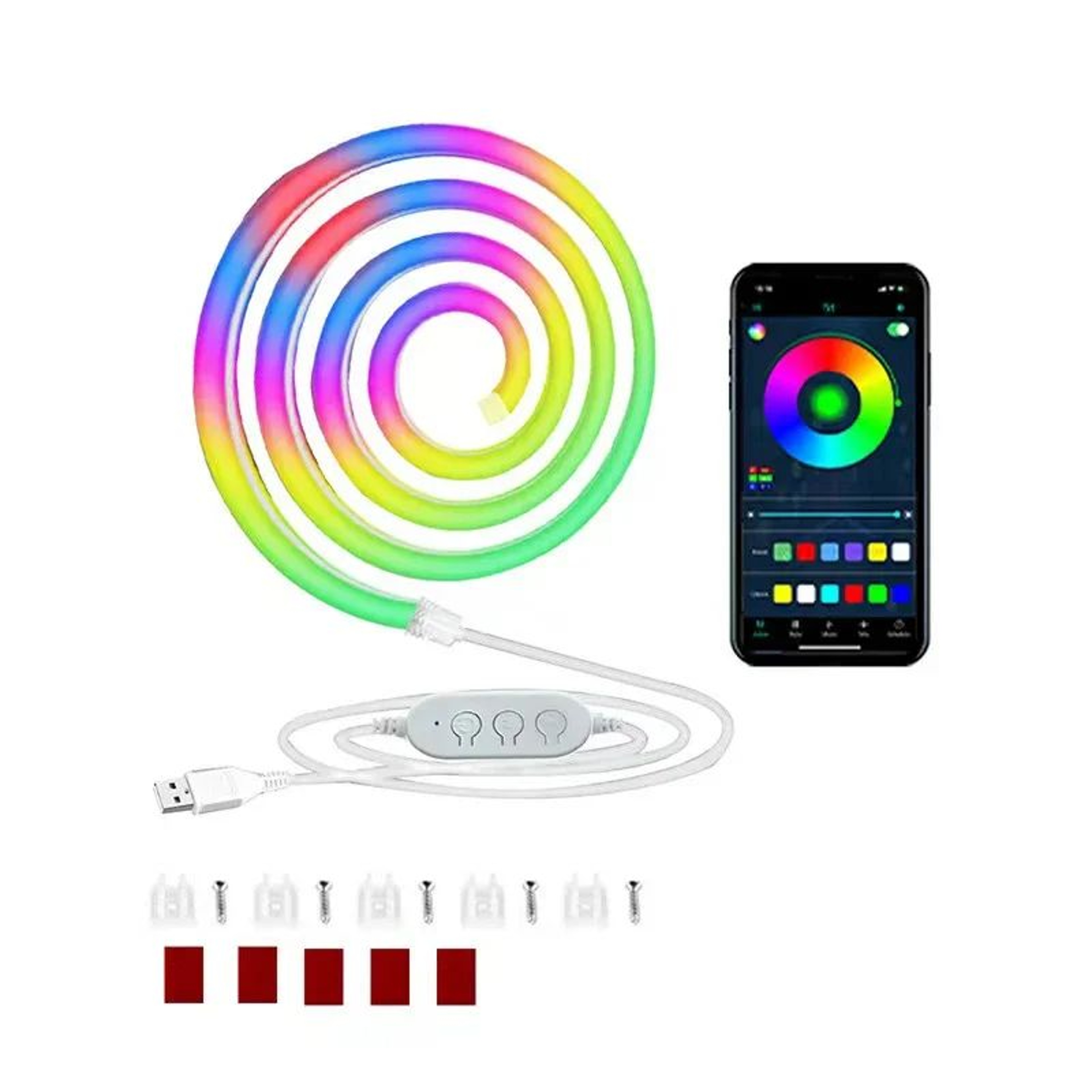 RGB LED Neon Strip Light Bluetooth Music Sync Waterproof 6