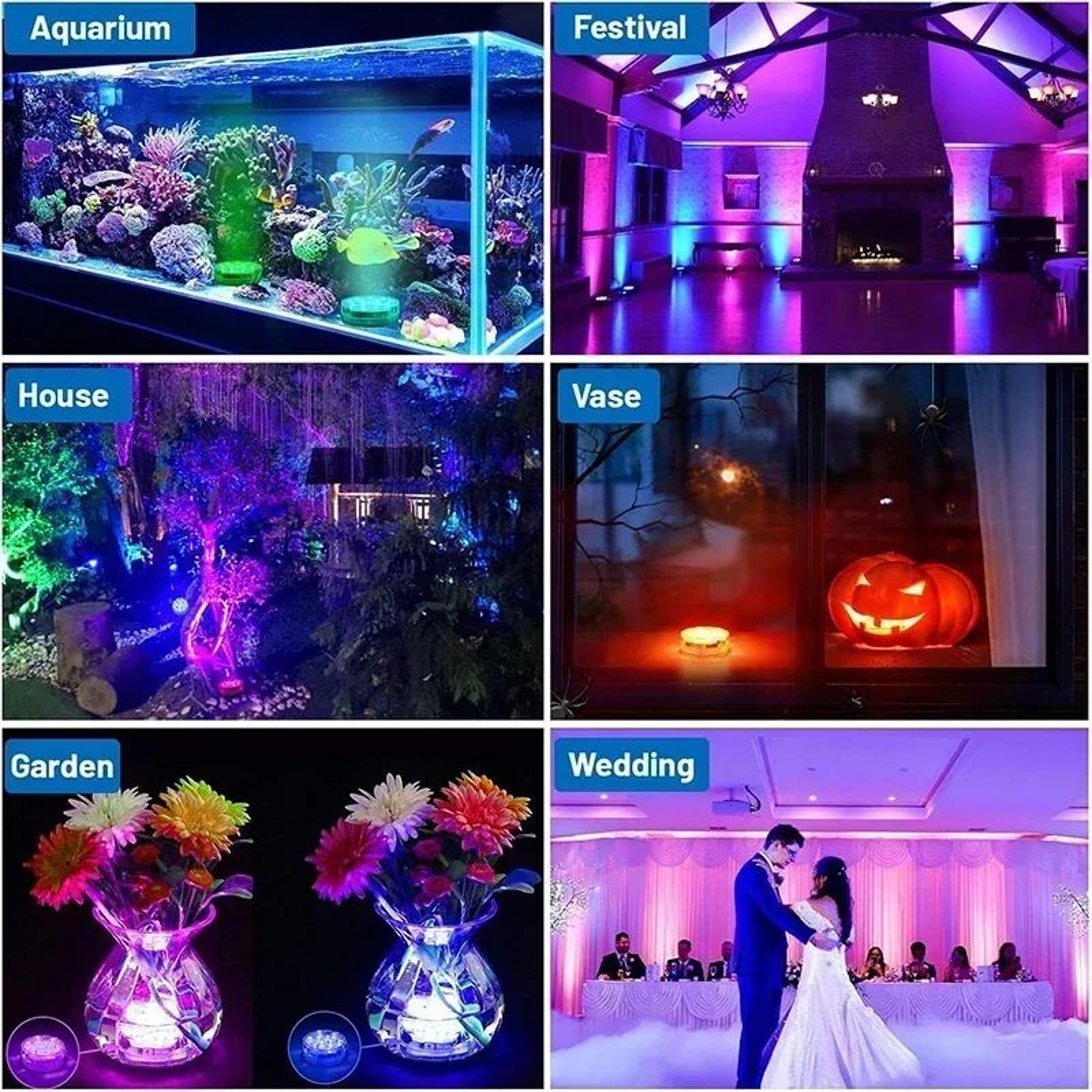 RGB LED Submersible Underwater Light 16 Color Waterproof Decorative Lamp 5
