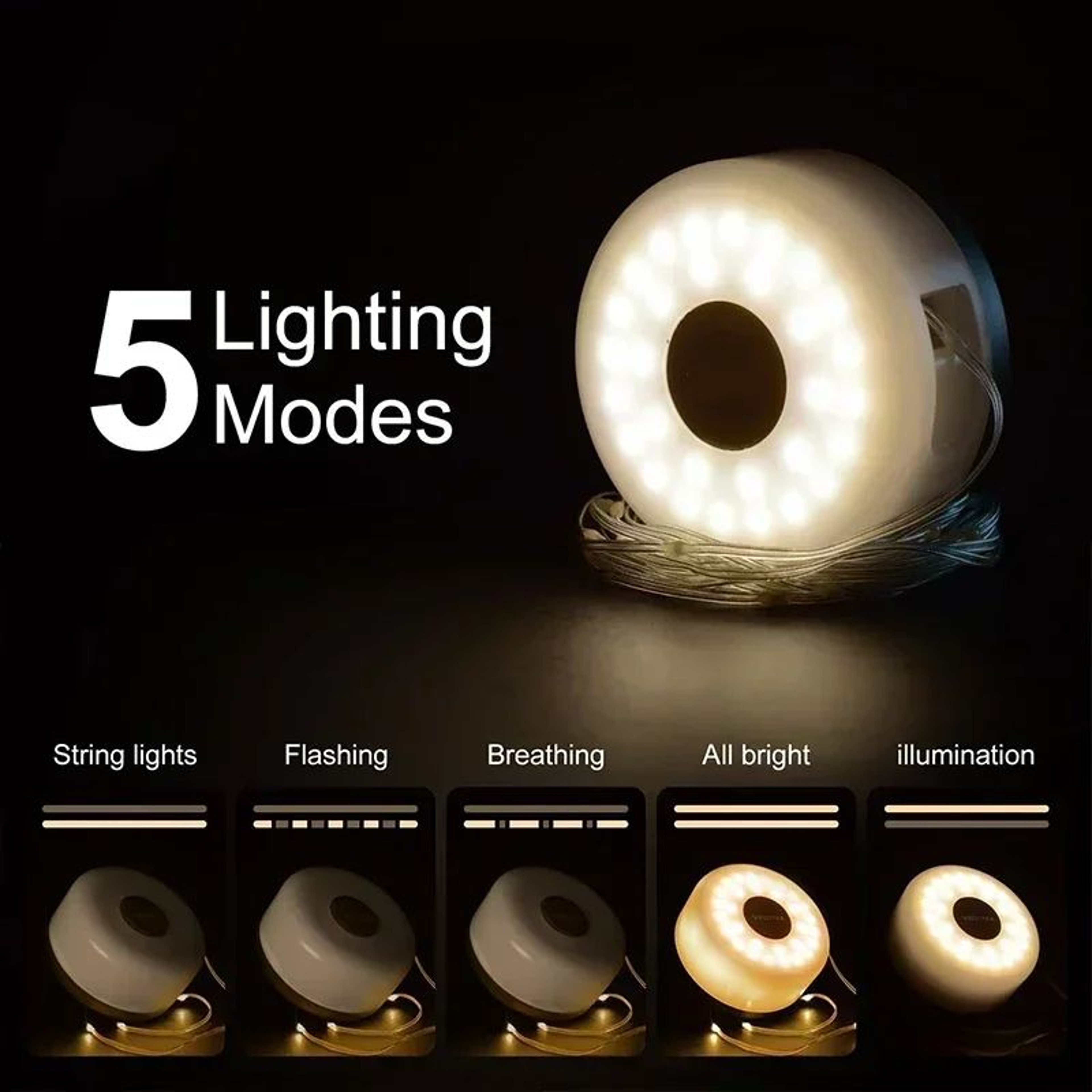 8M LED Camping Lamp Strip Waterproof Retractable Outdoor String Light 2