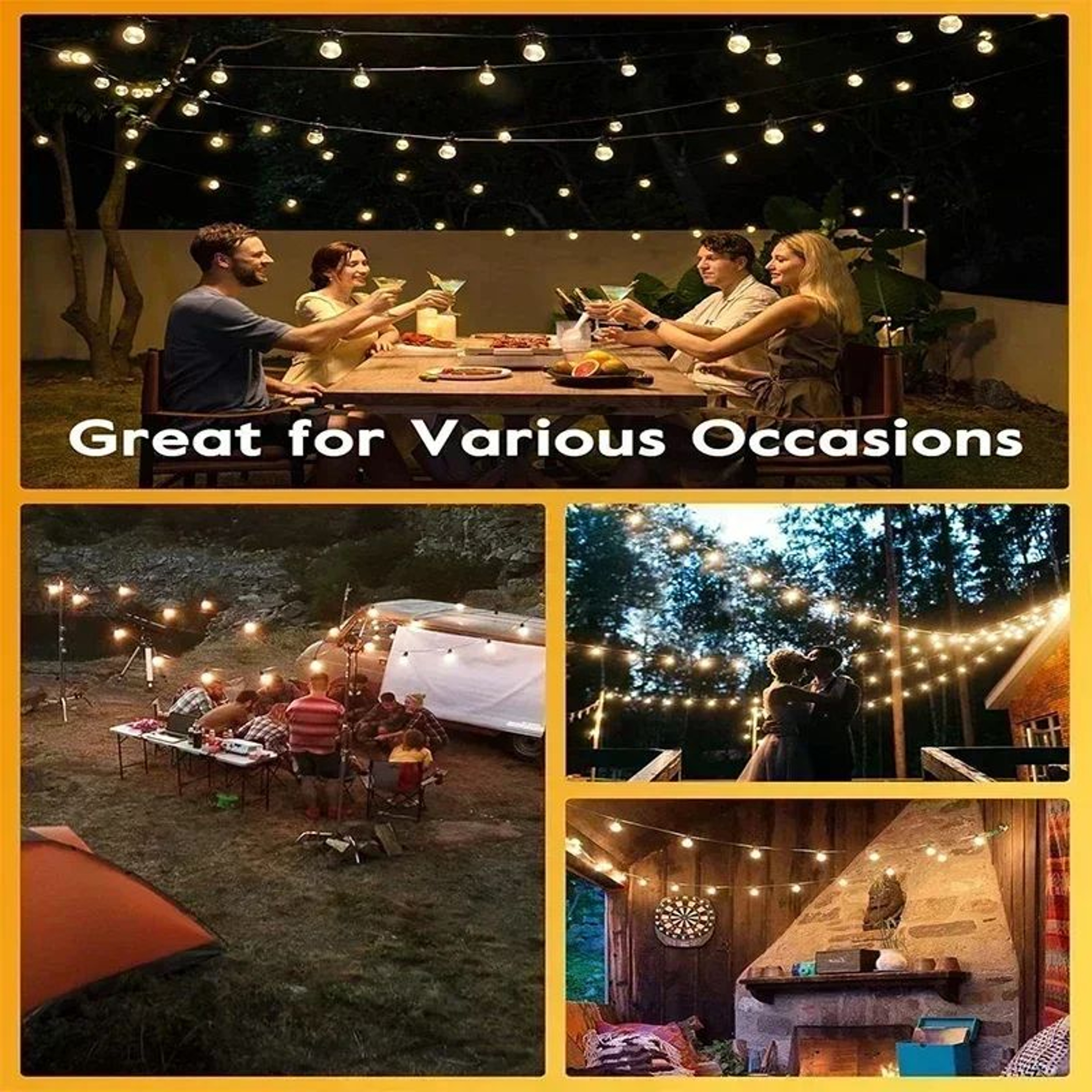 Solar G40 String Lights Waterproof 25 LED Patio Hanging Lights 3