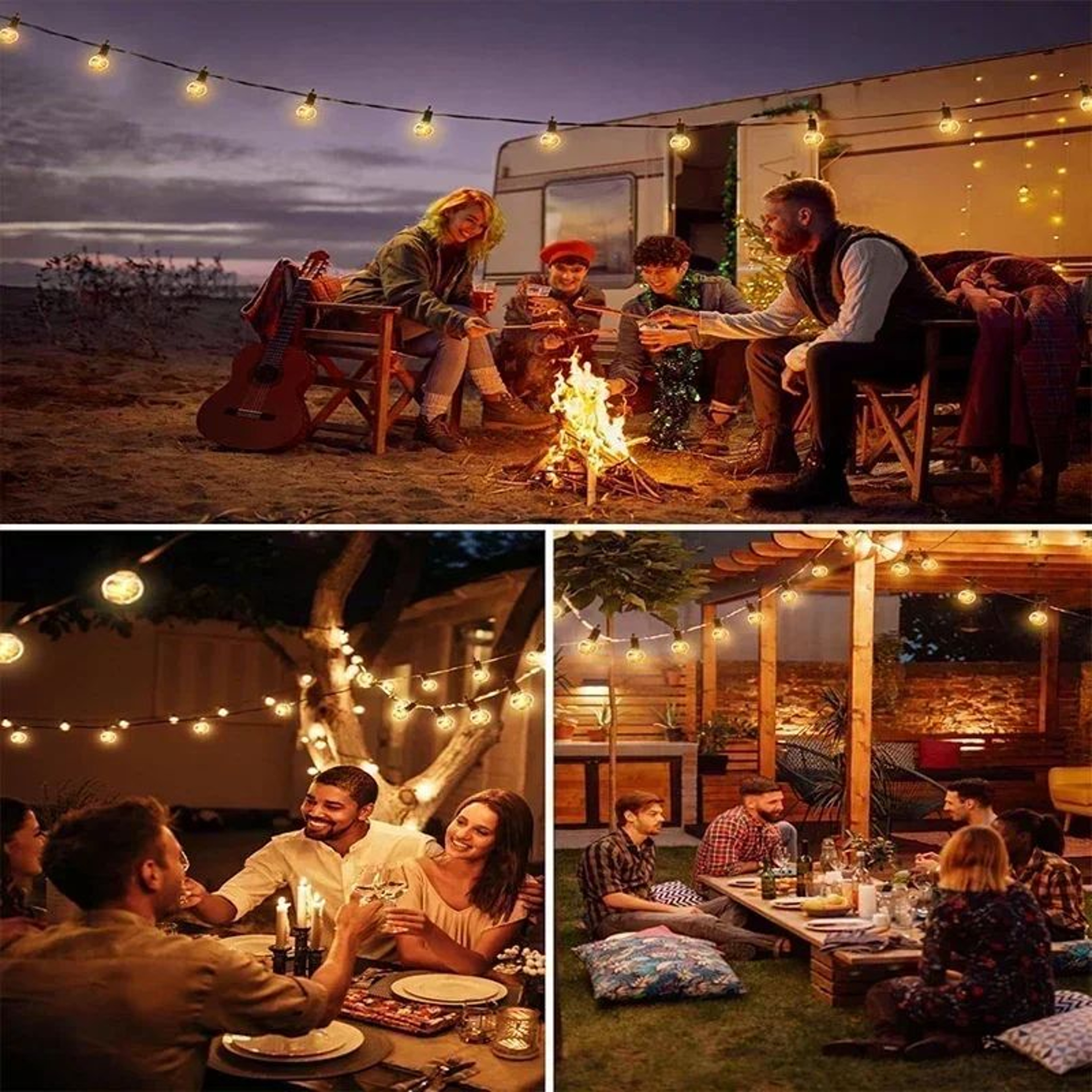 Solar G40 String Lights Waterproof 25 LED Patio Hanging Lights 4