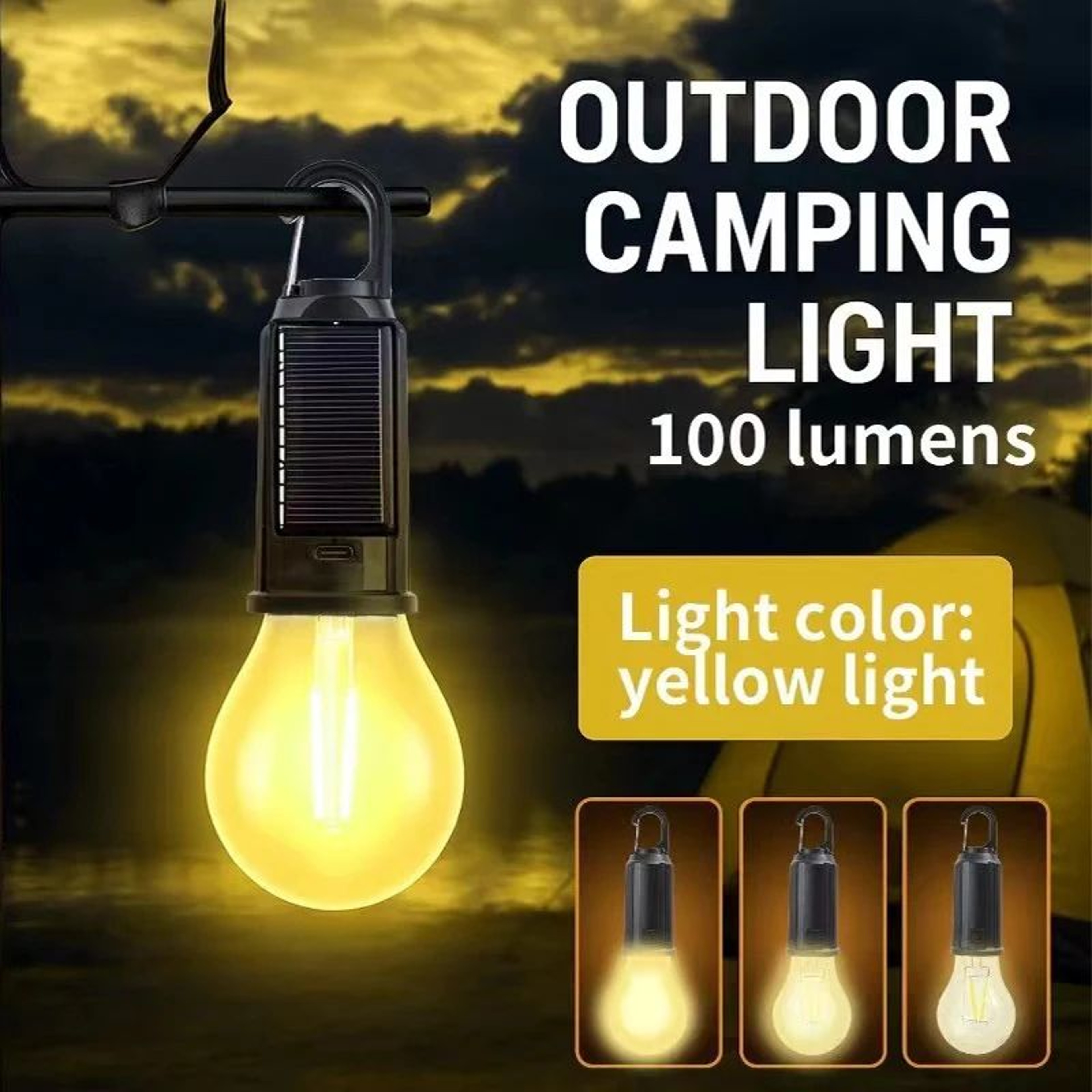 Portable Solar LED Light Bulb Waterproof Rechargeable Camping Lamp 1