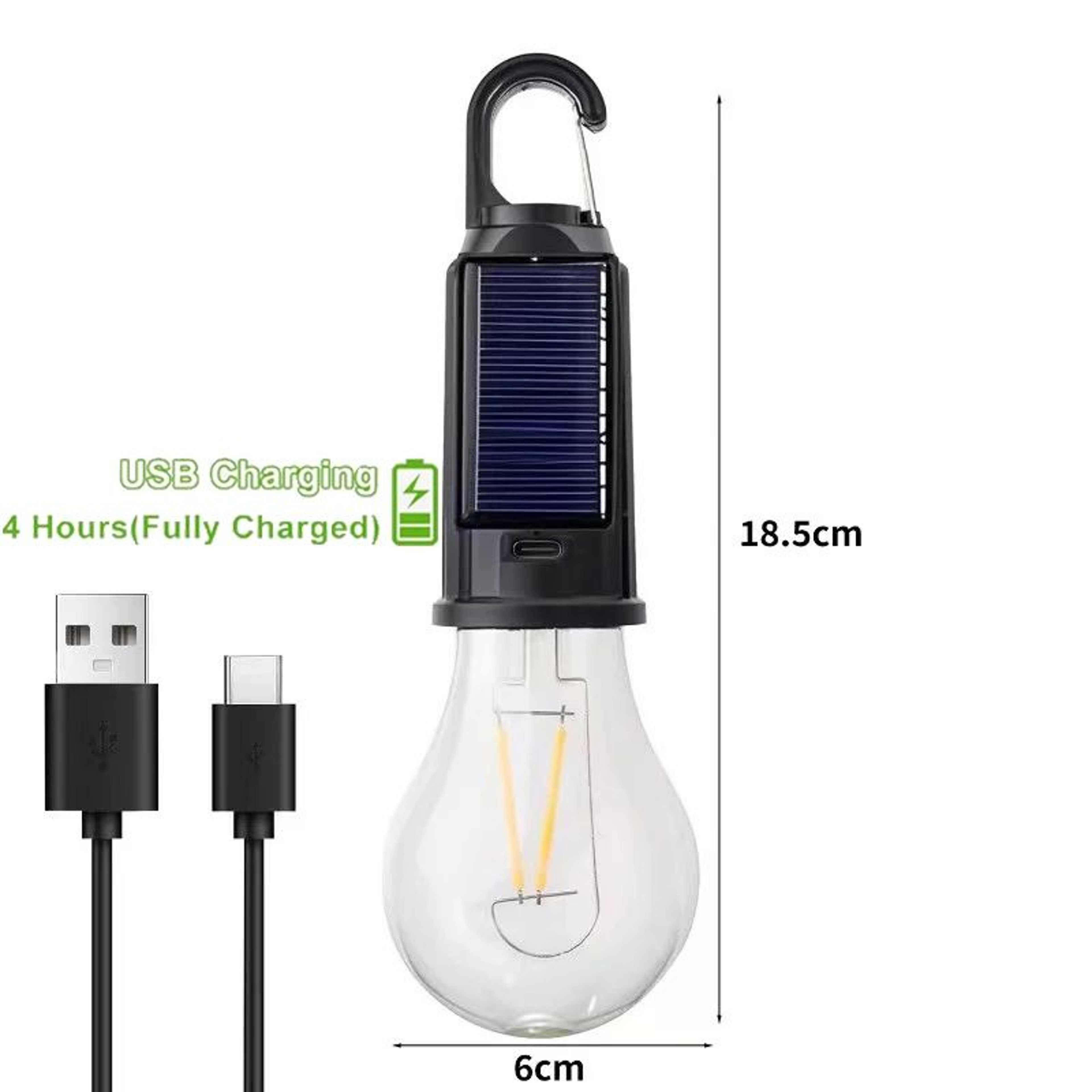 Portable Solar LED Light Bulb Waterproof Rechargeable Camping Lamp 6