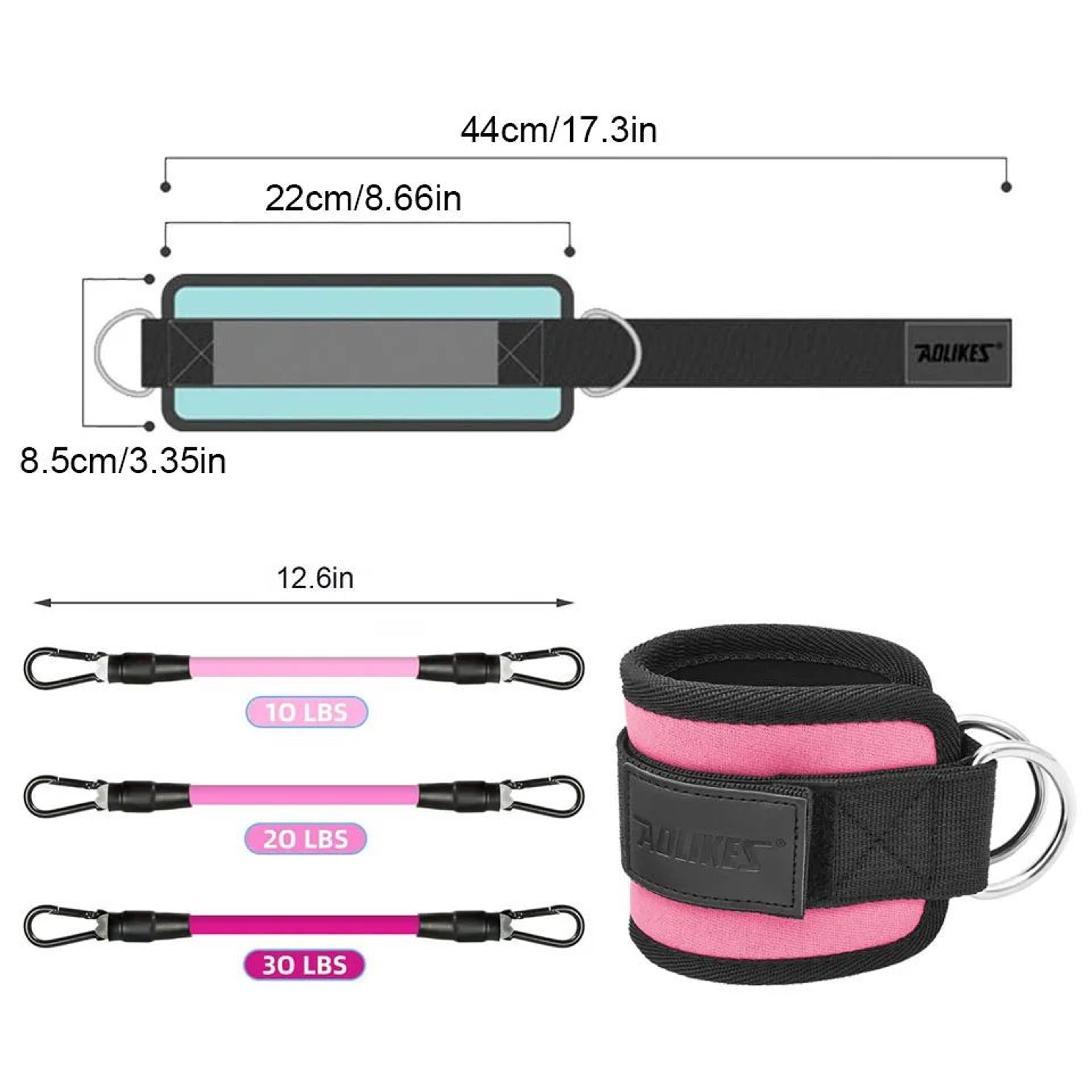 AOLIKES Double D Ring Cable Ankle Straps For Gym Workouts 2