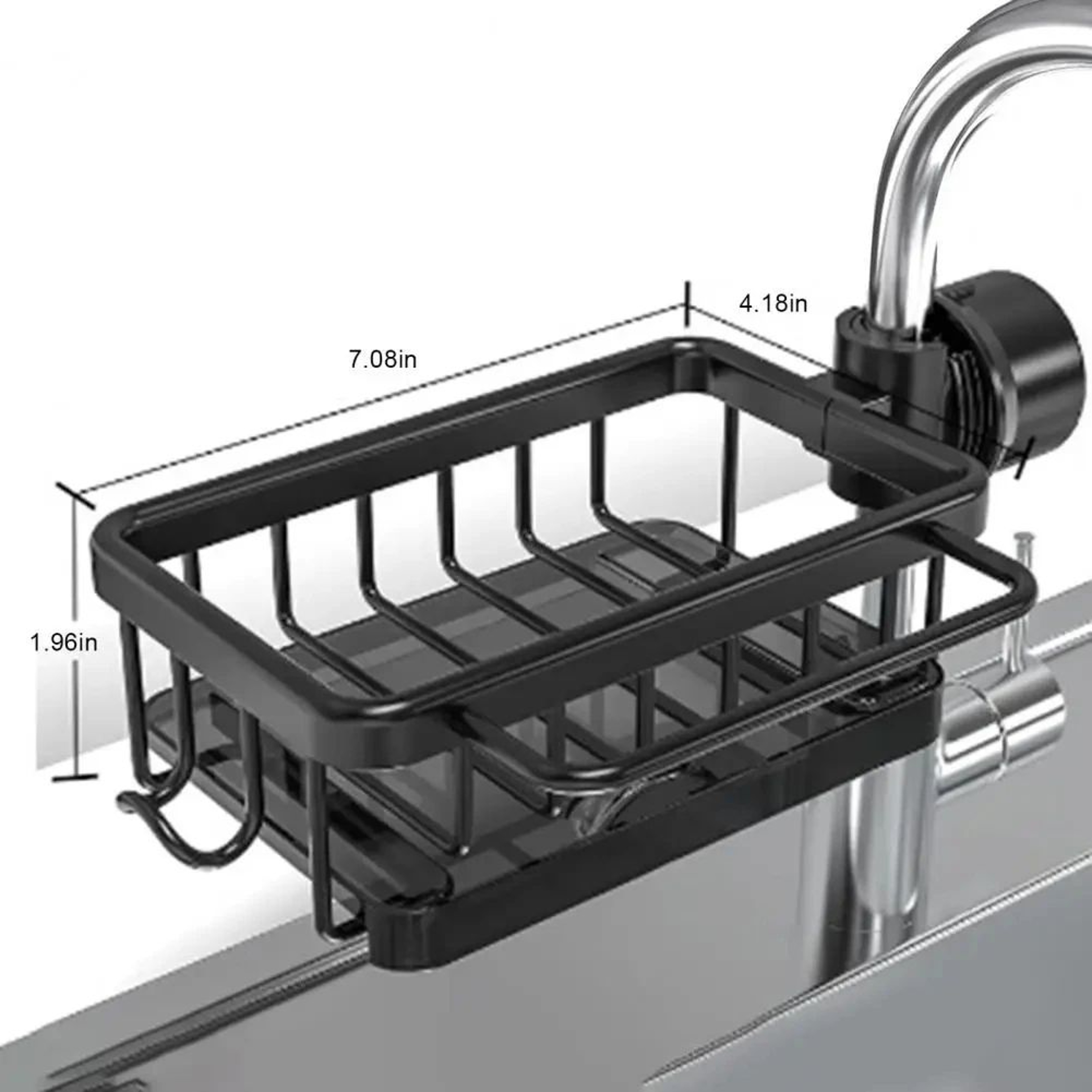 Kitchen Sink Faucet Storage Rack With Drain Basket Organizer 3