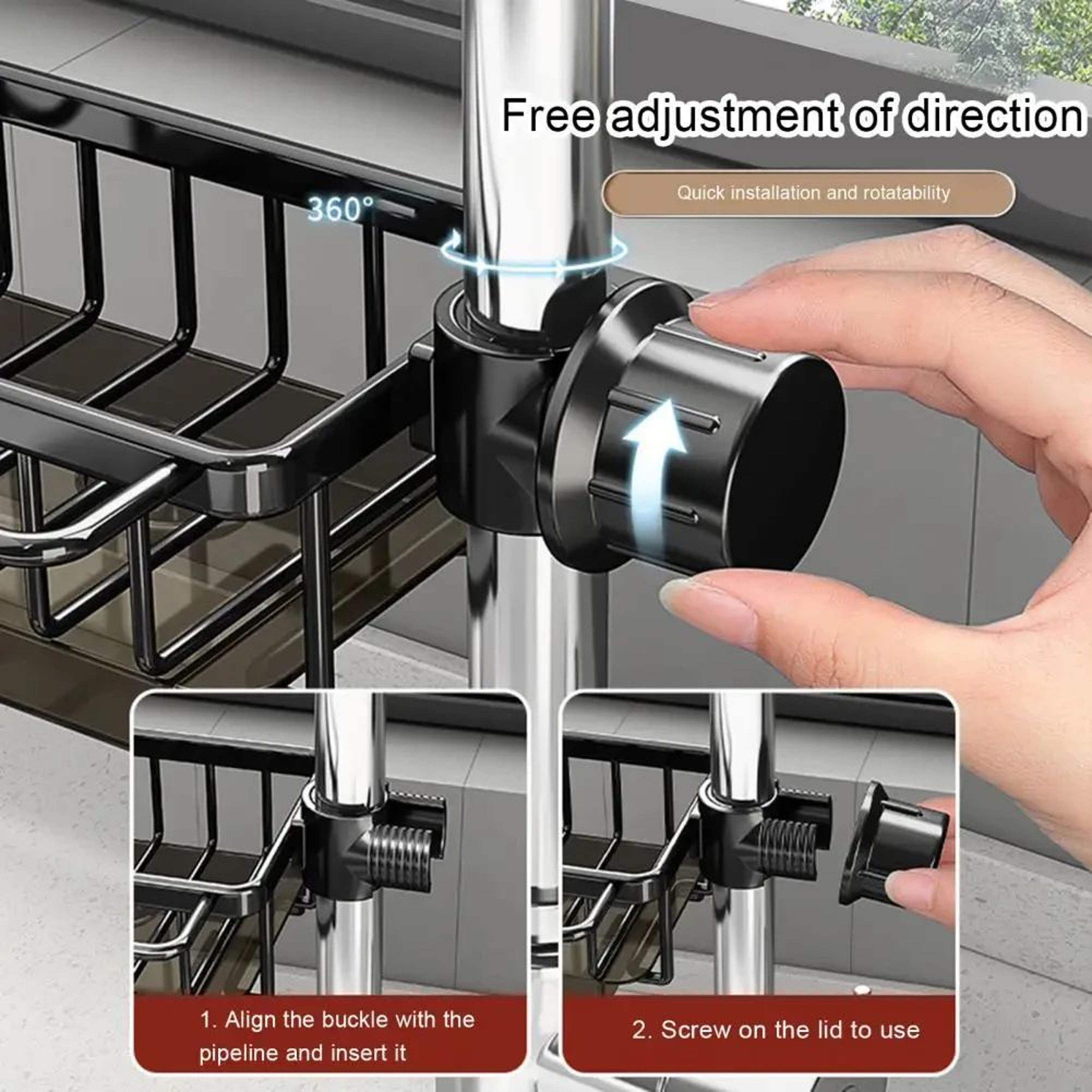 Kitchen Sink Faucet Storage Rack With Drain Basket Organizer 4