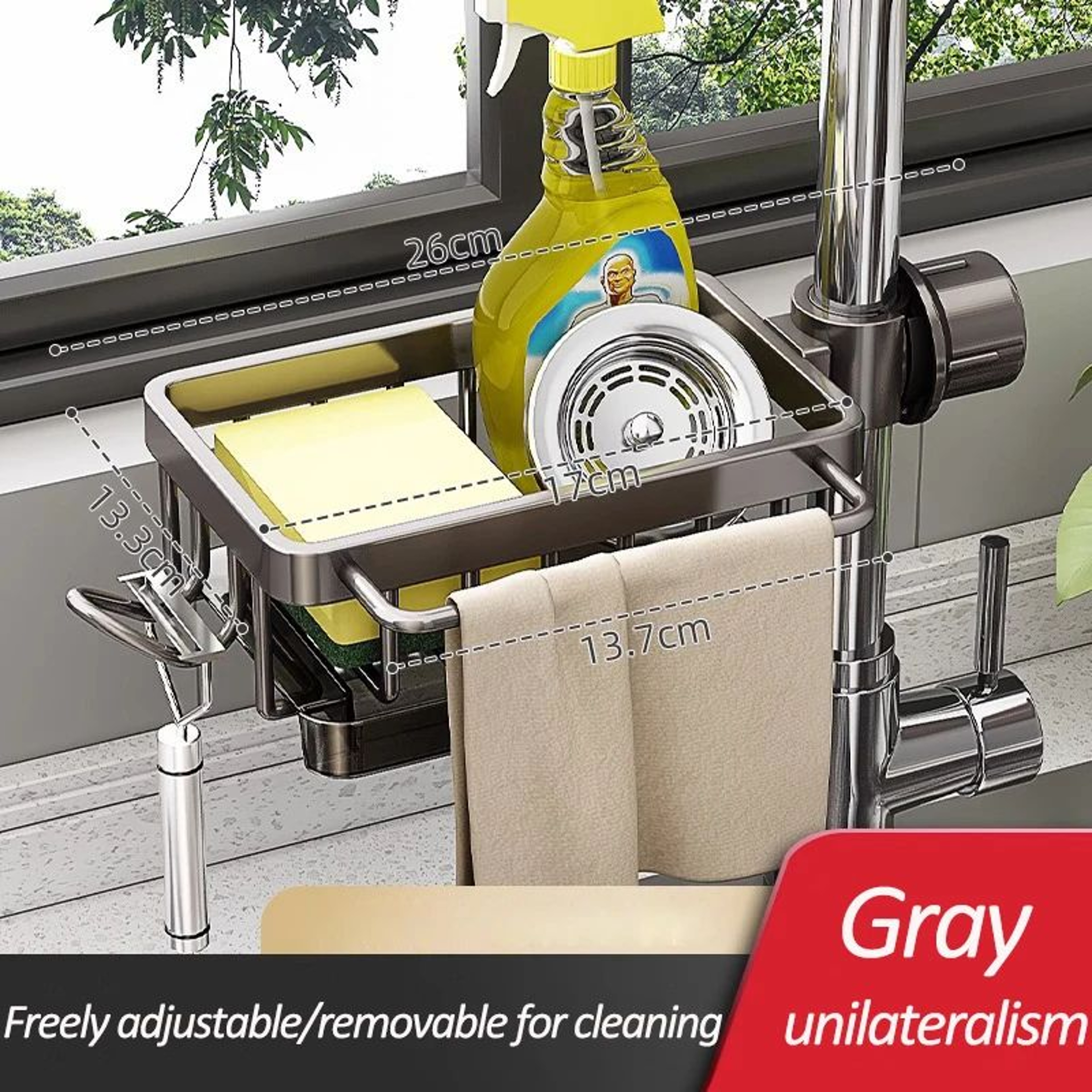 Kitchen Sink Faucet Storage Rack With Drain Basket Organizer 9