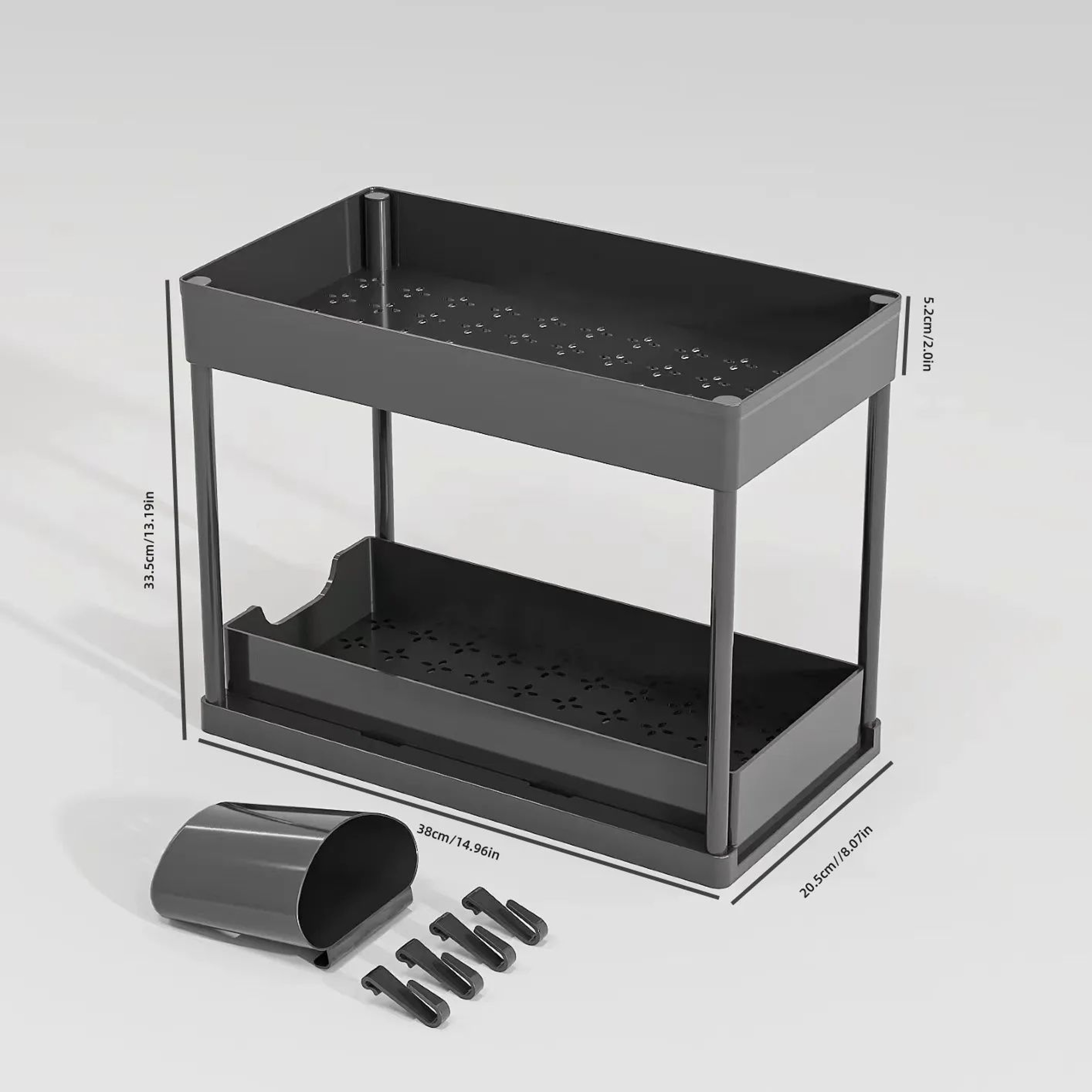 2 Tier Under Sink Organizer With Sliding Storage Drawers 6