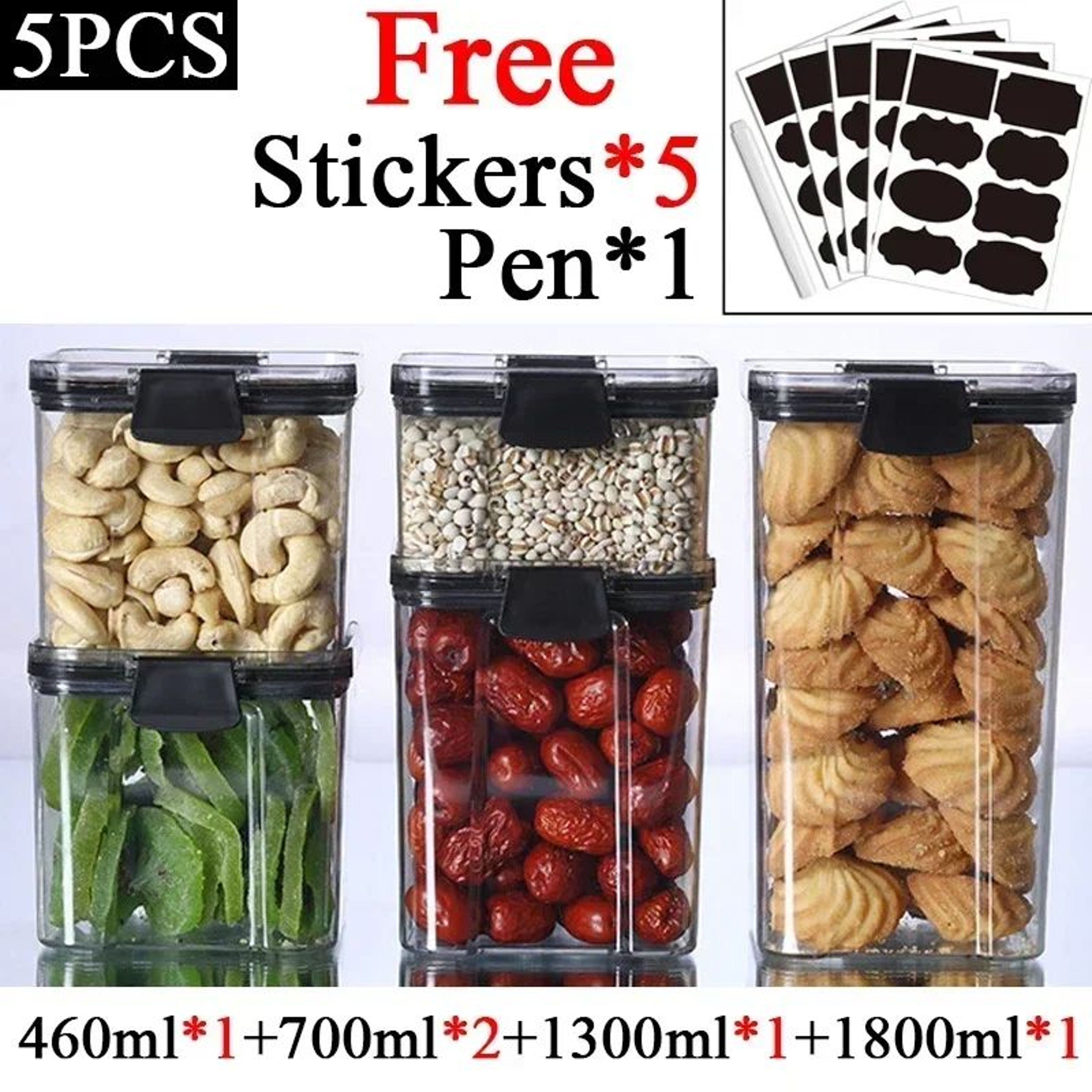 Stackable Airtight Food Storage Containers Set 460ml To 1800ml 22