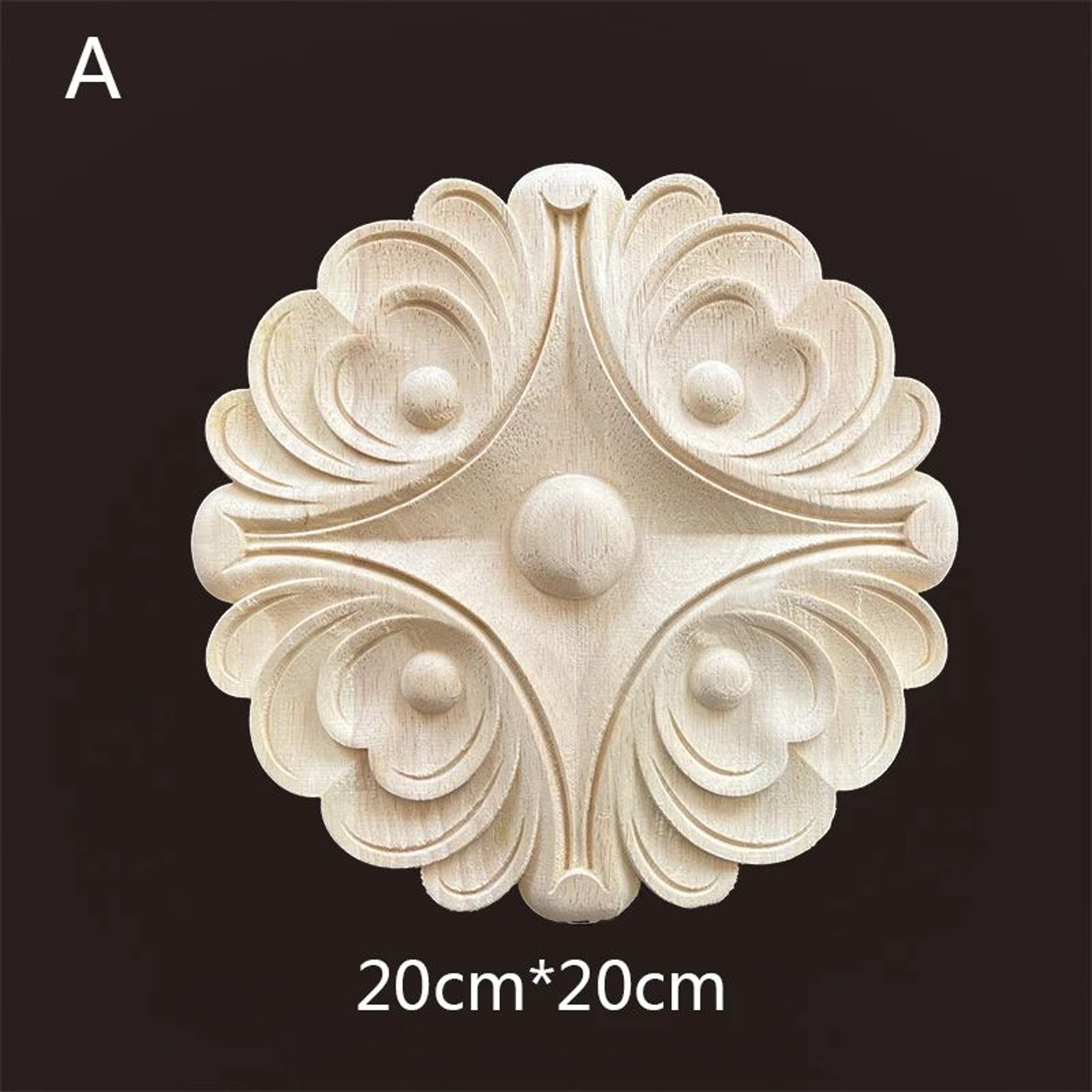 Carved Wooden Floral Furniture Applique Decorative Onlay 7