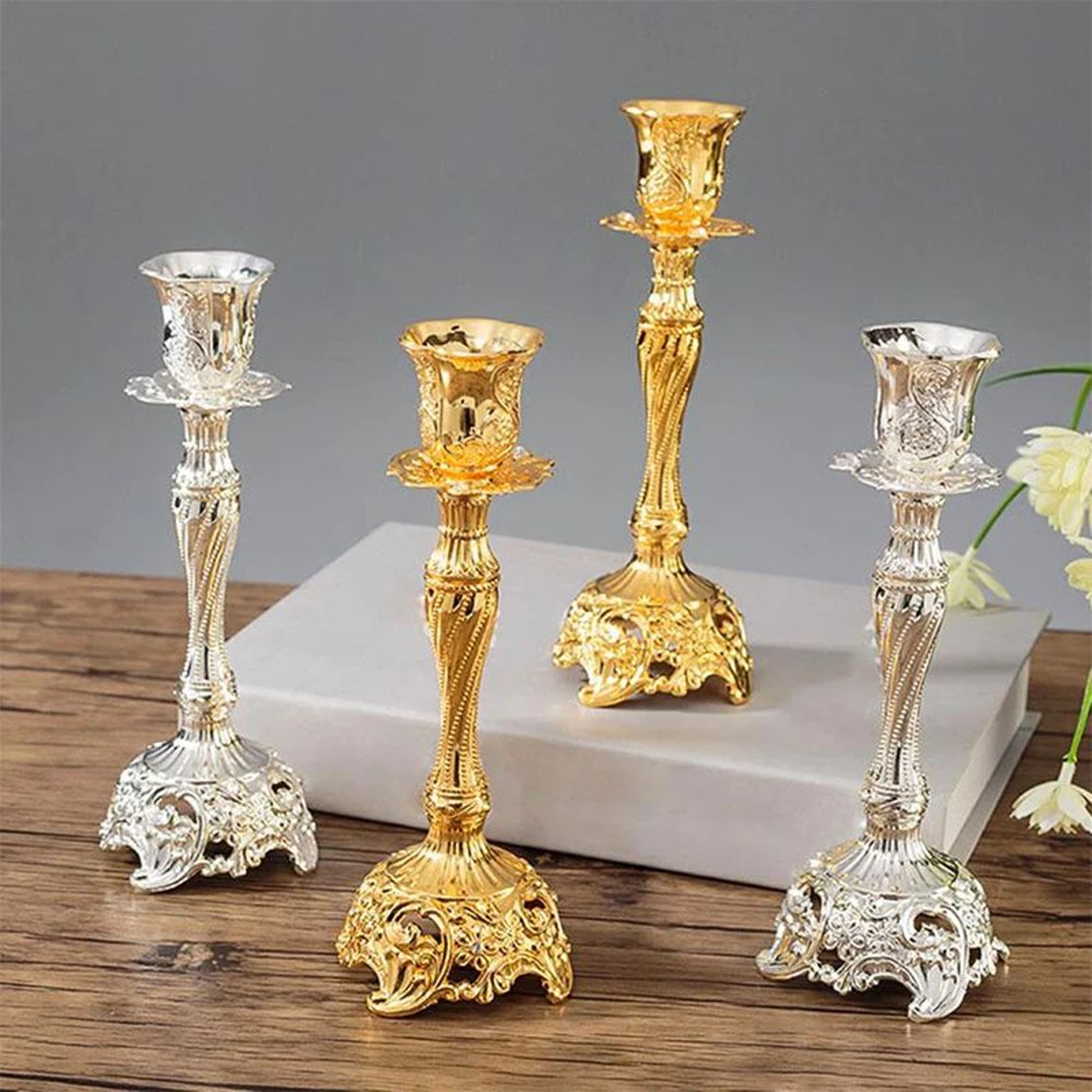2 Piece Metal Candle Holder Set For Wedding And Home Decor 2