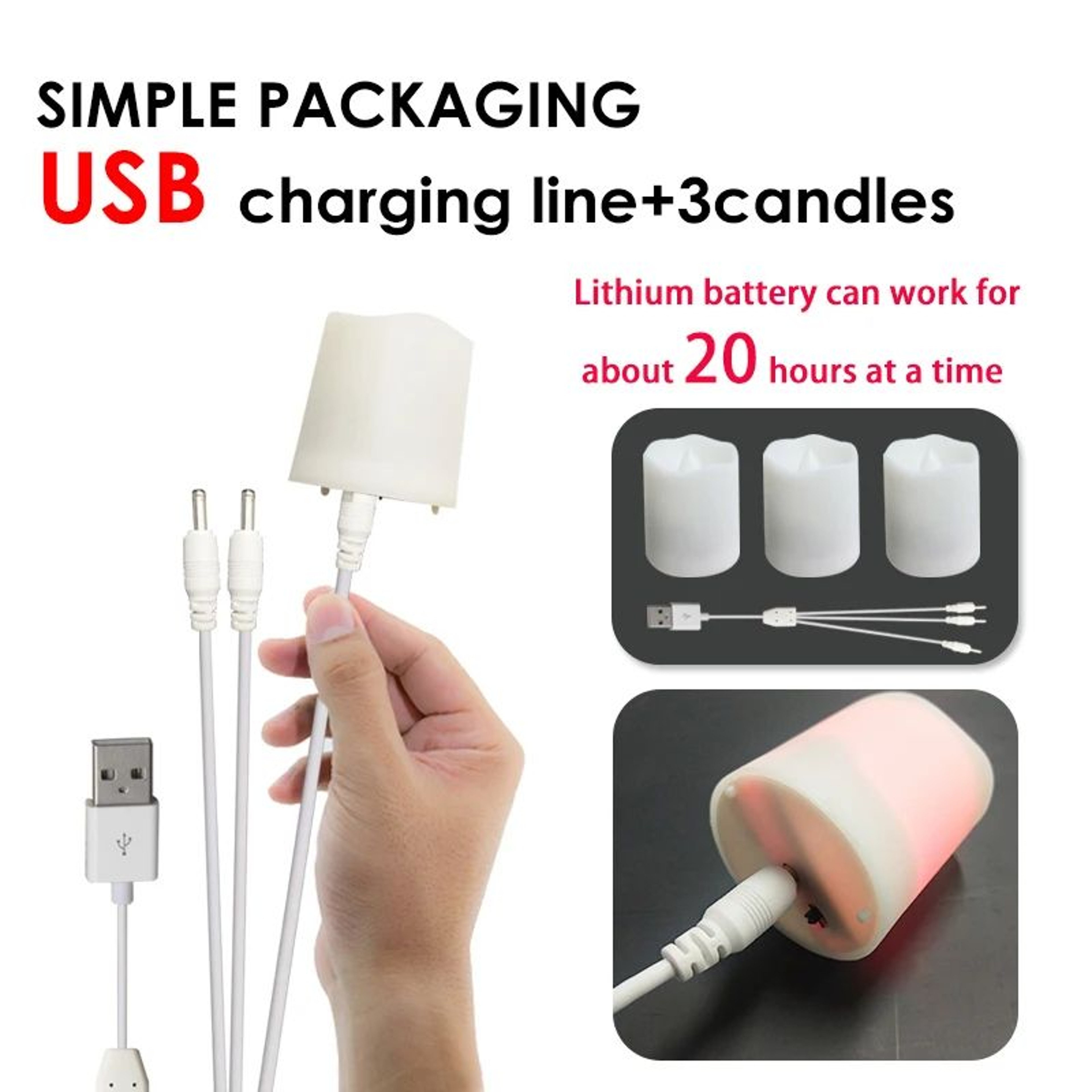 USB Rechargeable LED Flameless Candles With Remote And Timer 21