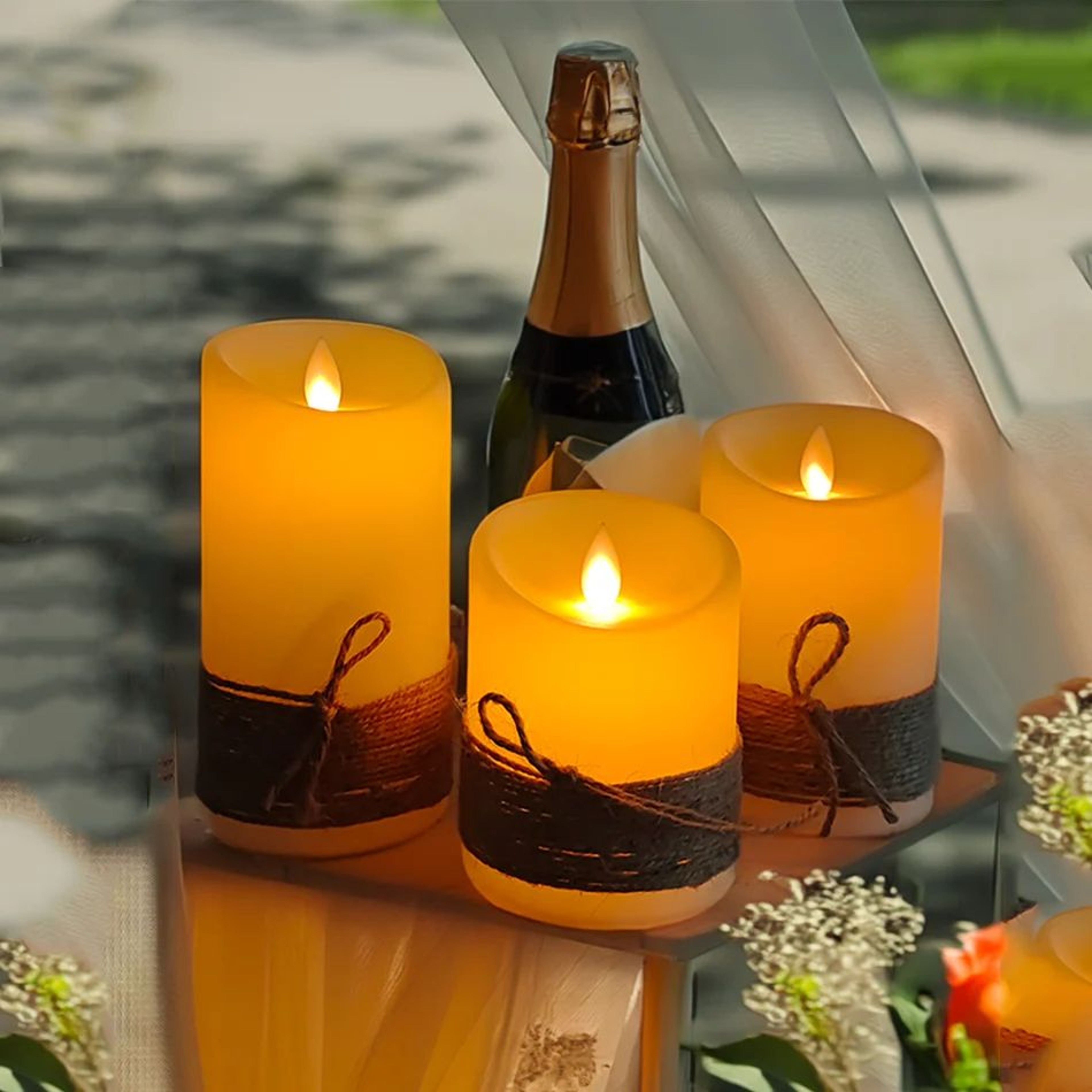 3 Piece Vintage LED Flameless Candles With Dancing Flame 1