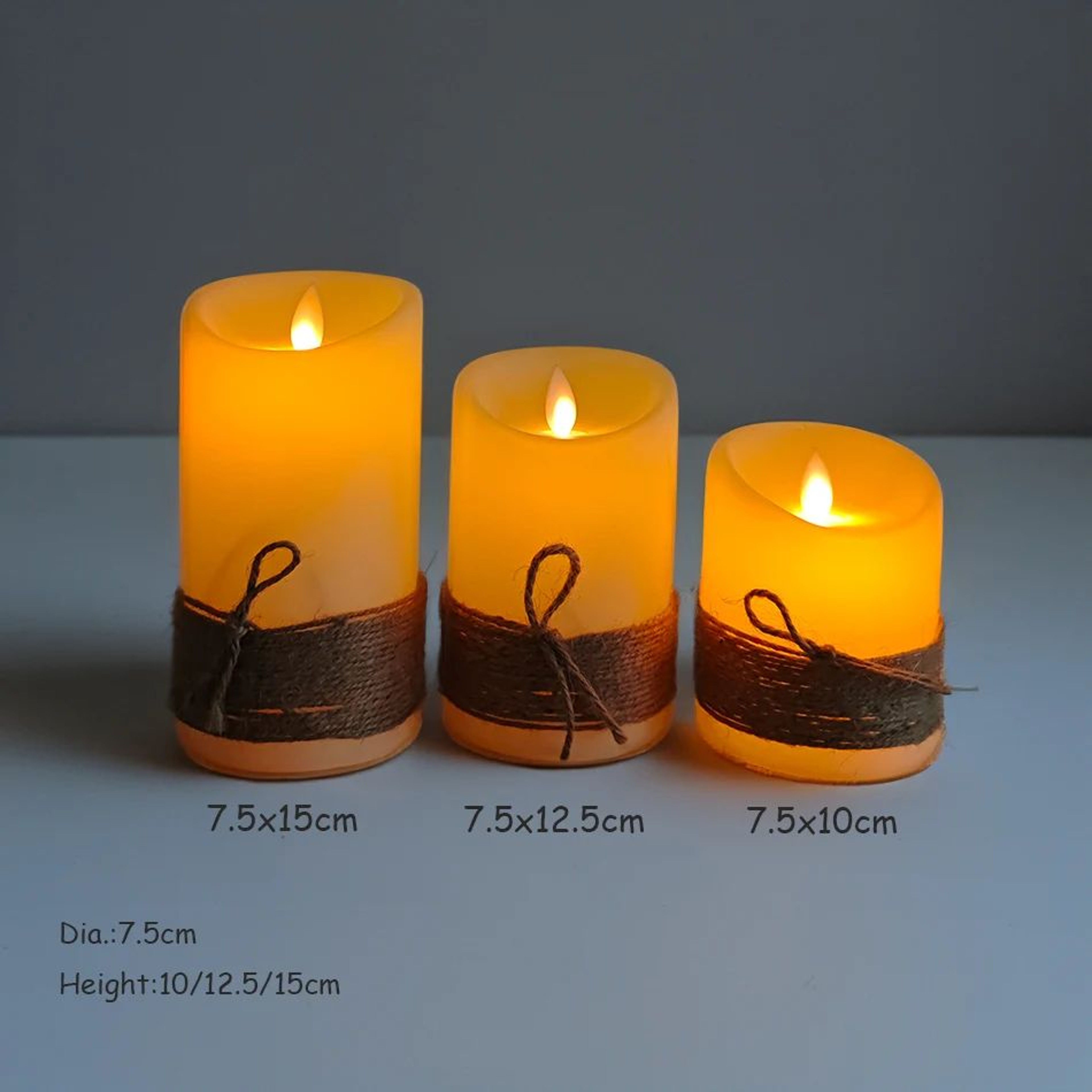 3 Piece Vintage LED Flameless Candles With Dancing Flame 2