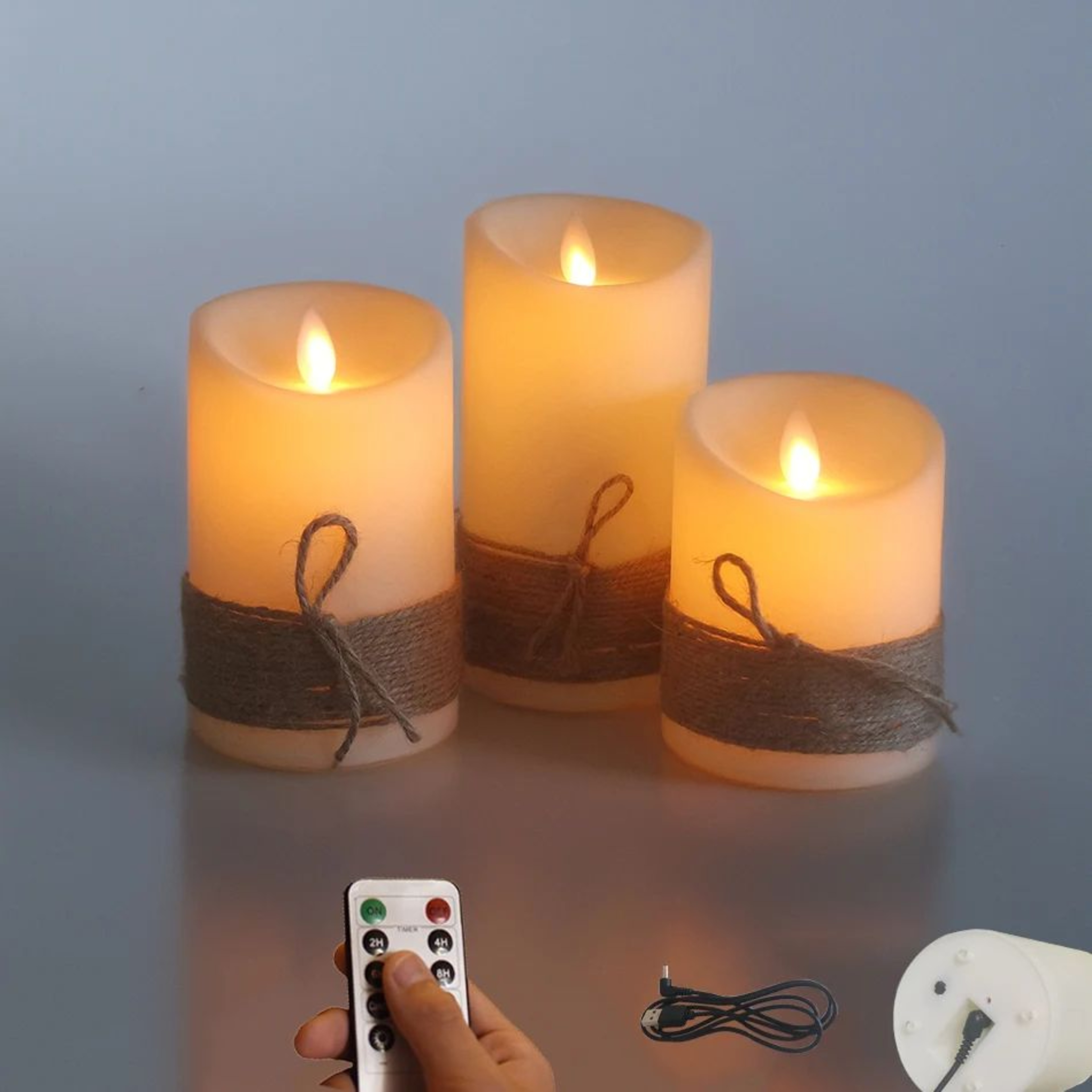 3 Piece Vintage LED Flameless Candles With Dancing Flame 7