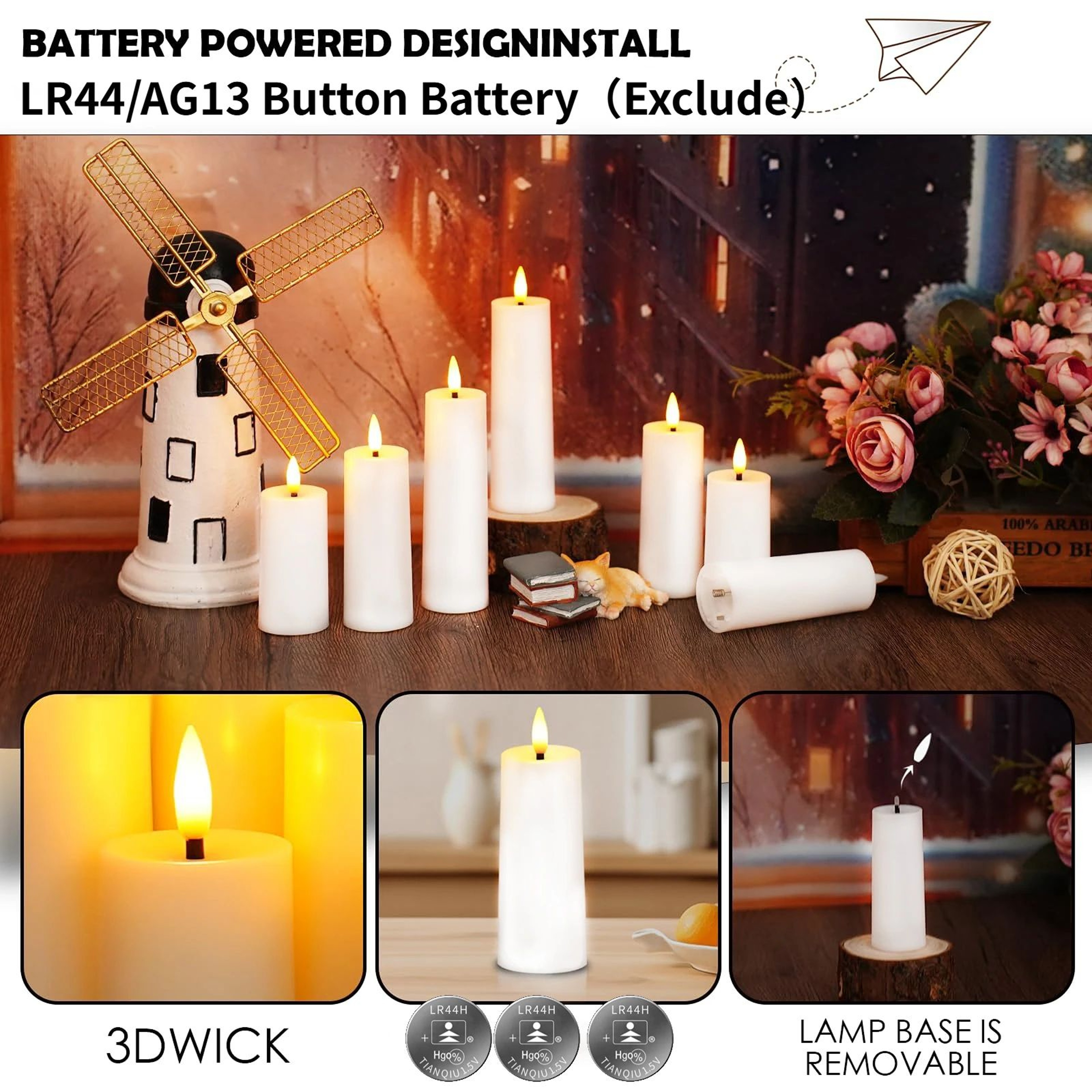 Battery Operated Flickering LED Flameless Candles For Wedding And Home Decor 5