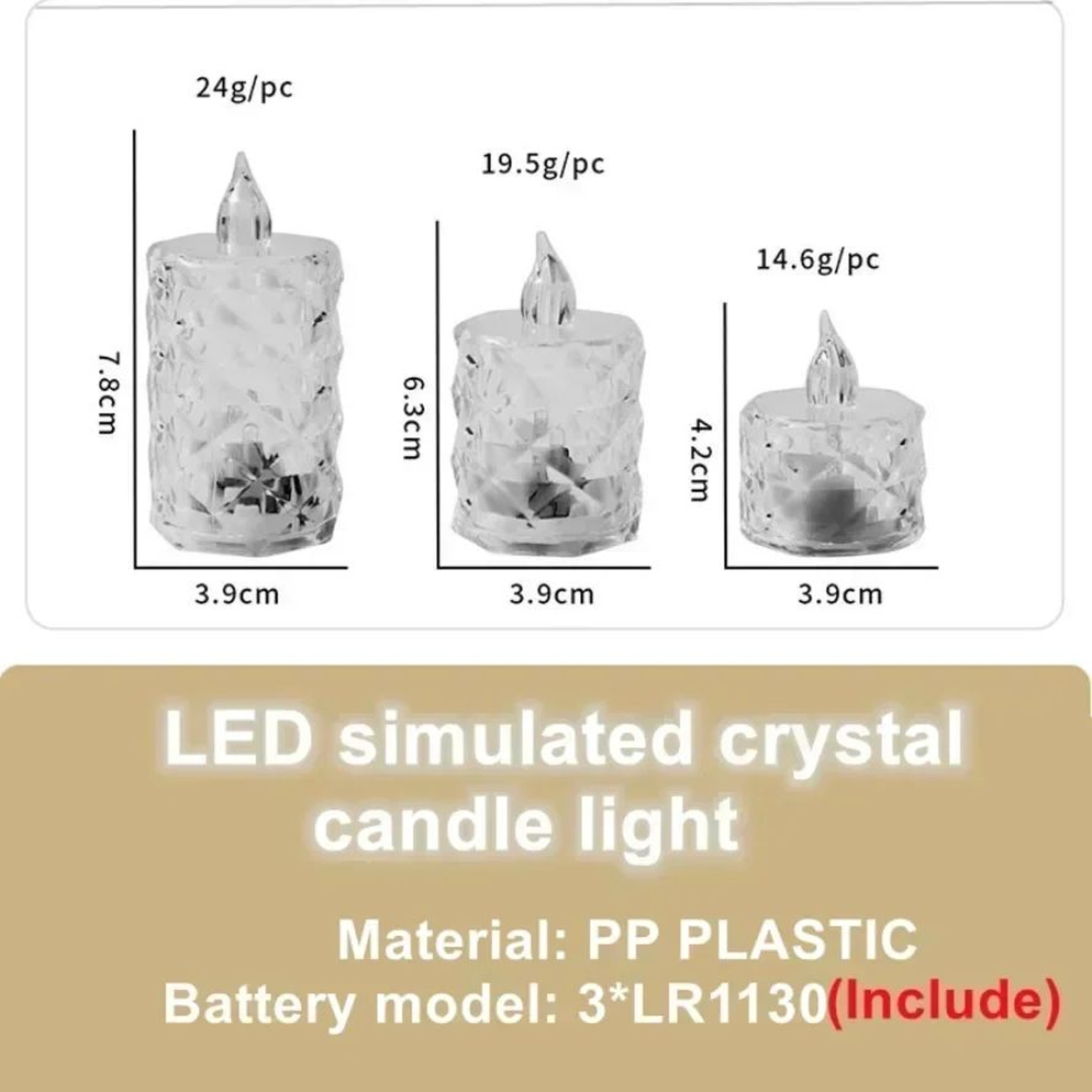 LED Crystal Flameless Candle Night Light For Home And Party Decor 5