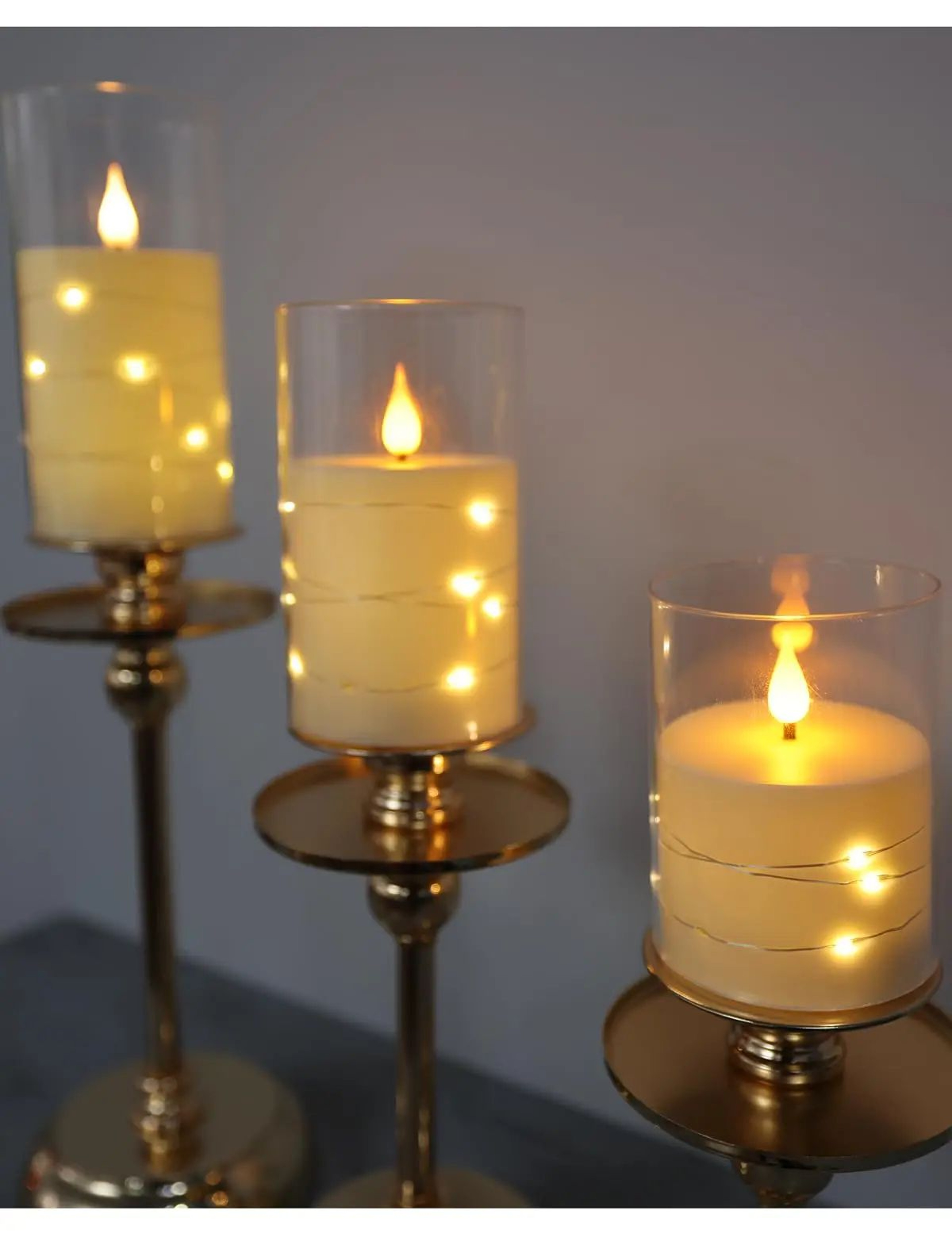 LED Flameless Candle With Fairy String Lights For Romantic Home Decor 1
