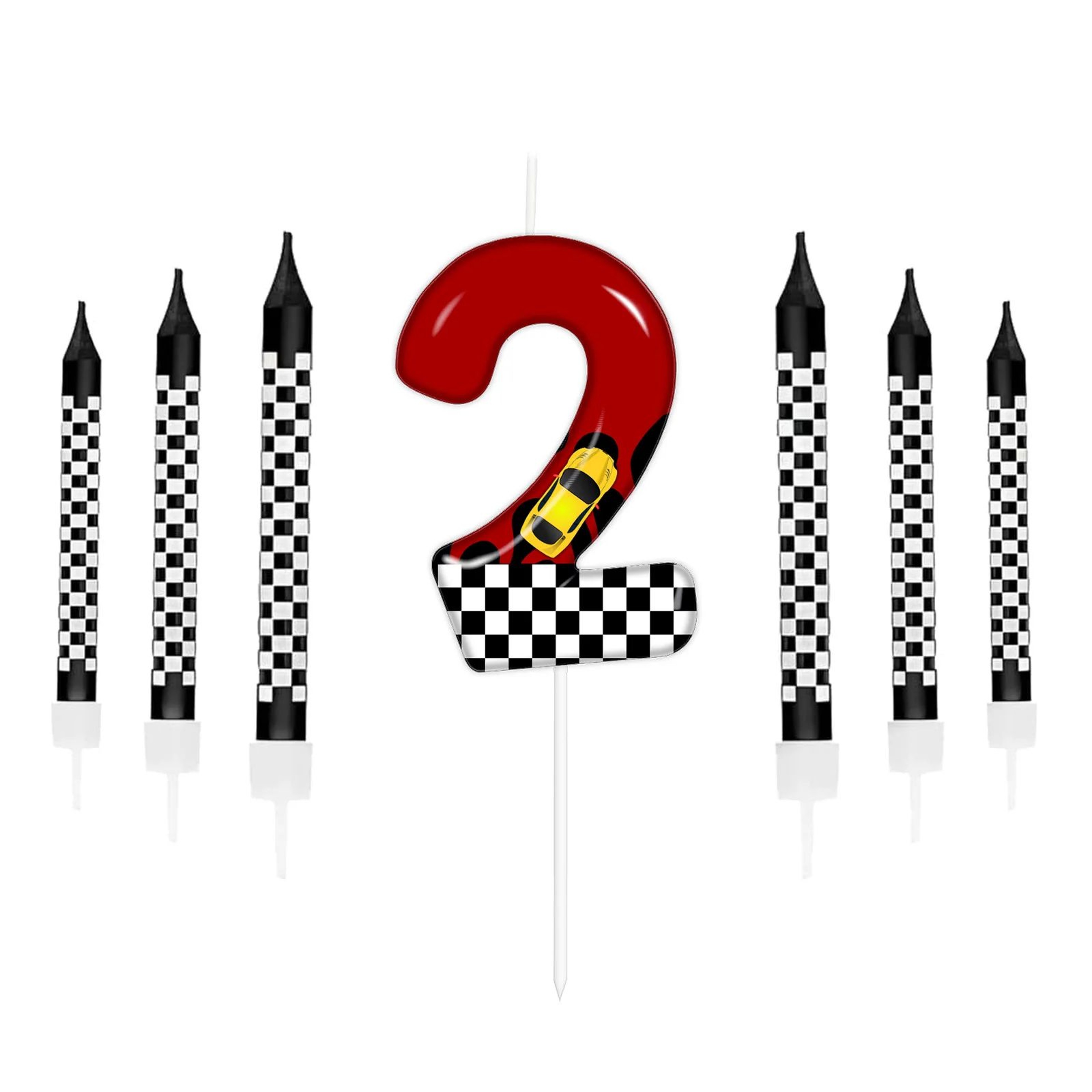 Racing Car Number Birthday Cake Candles And Cake Topper Set 8