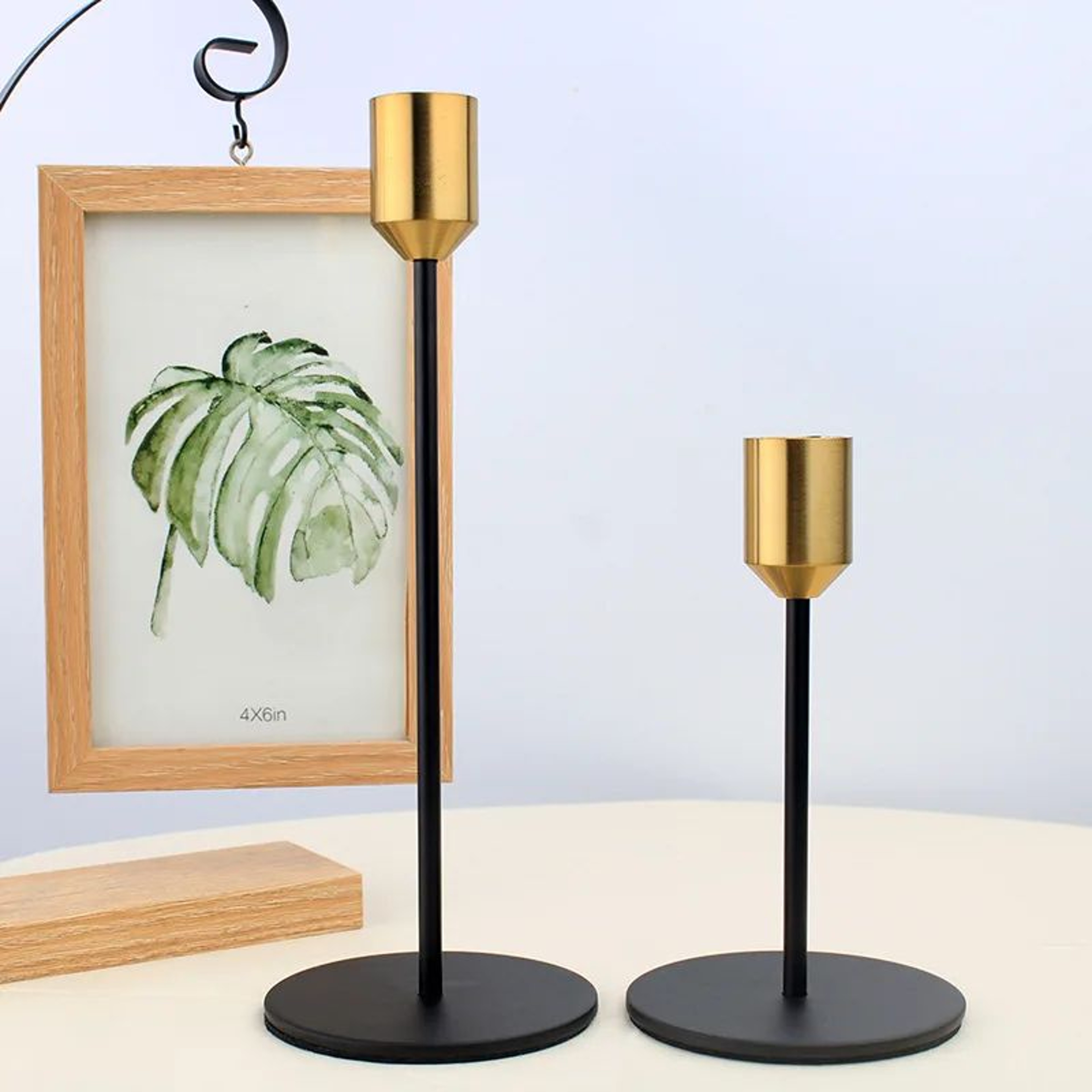 2 Piece Gold Metal Candle Holder Set For Home Decor 4