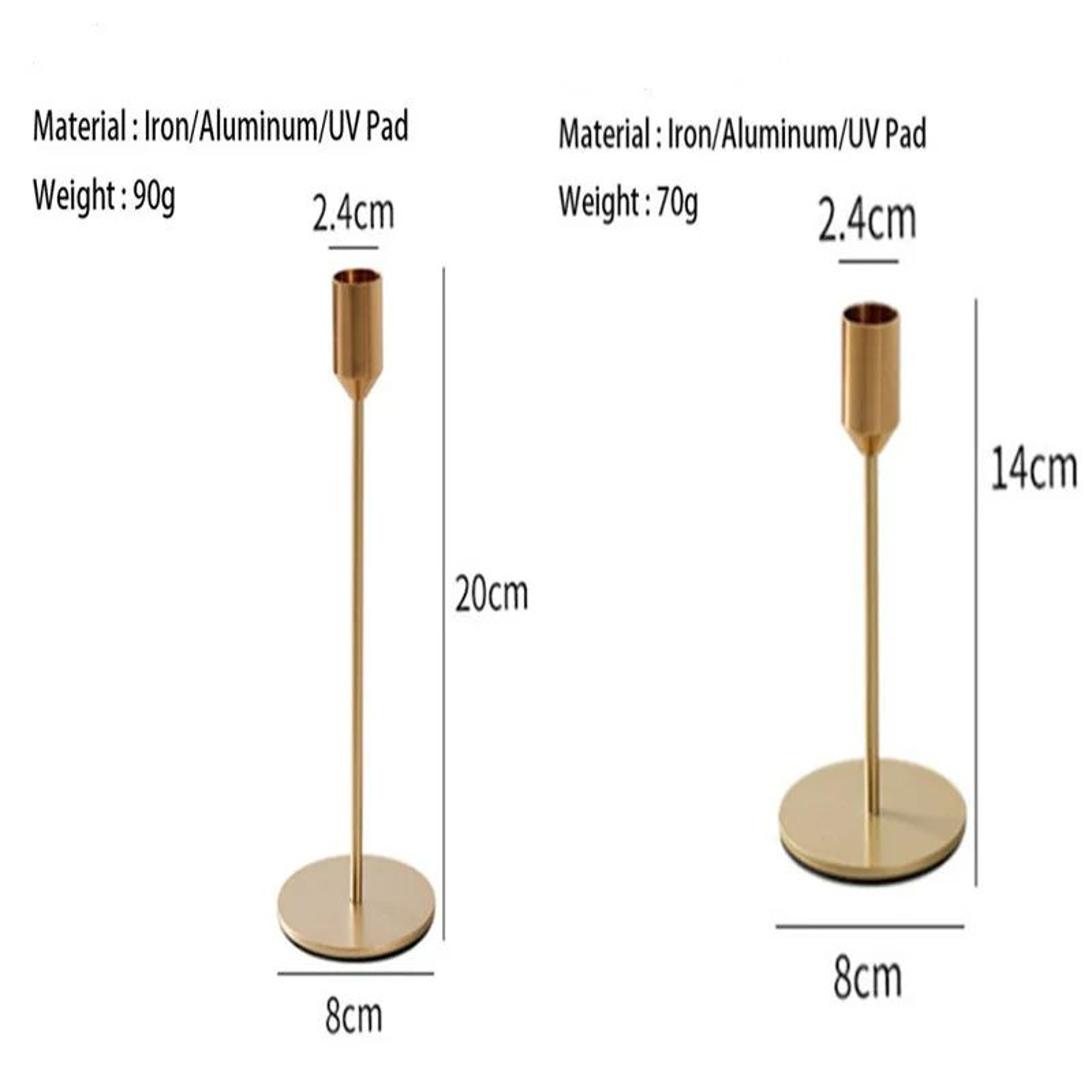 2 Piece Gold Metal Candle Holder Set For Home Decor 7