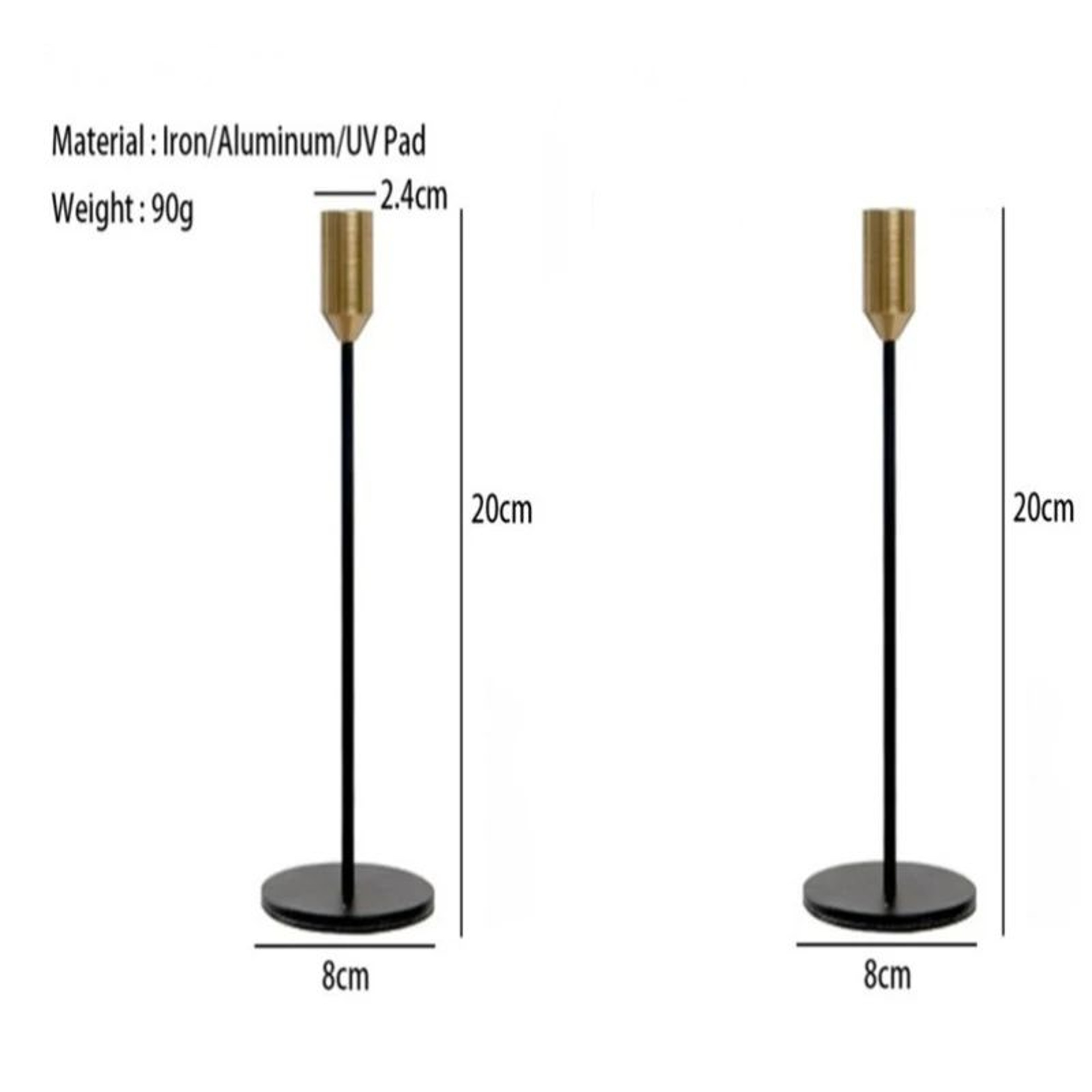 2 Piece Gold Metal Candle Holder Set For Home Decor 12