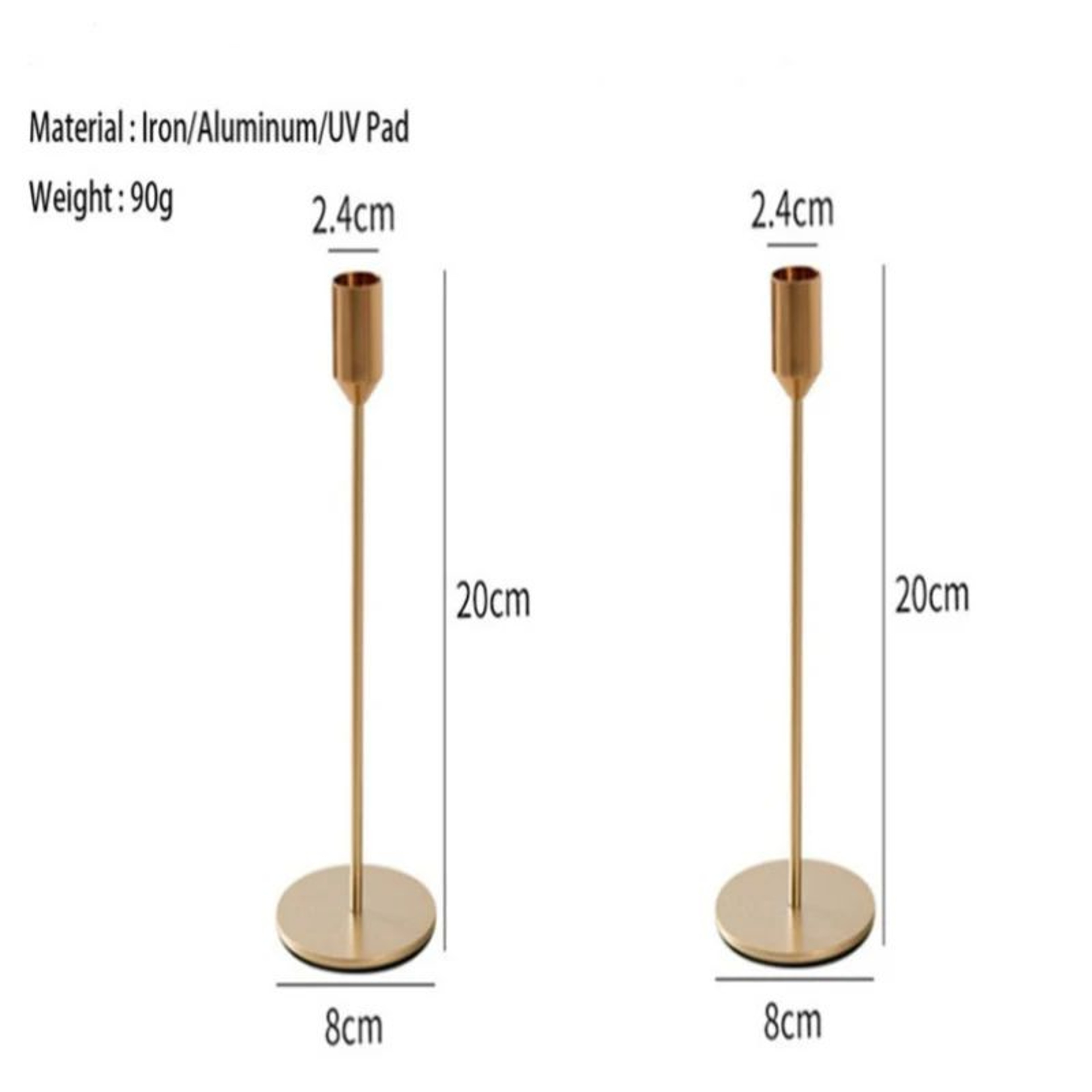 2 Piece Gold Metal Candle Holder Set For Home Decor 13