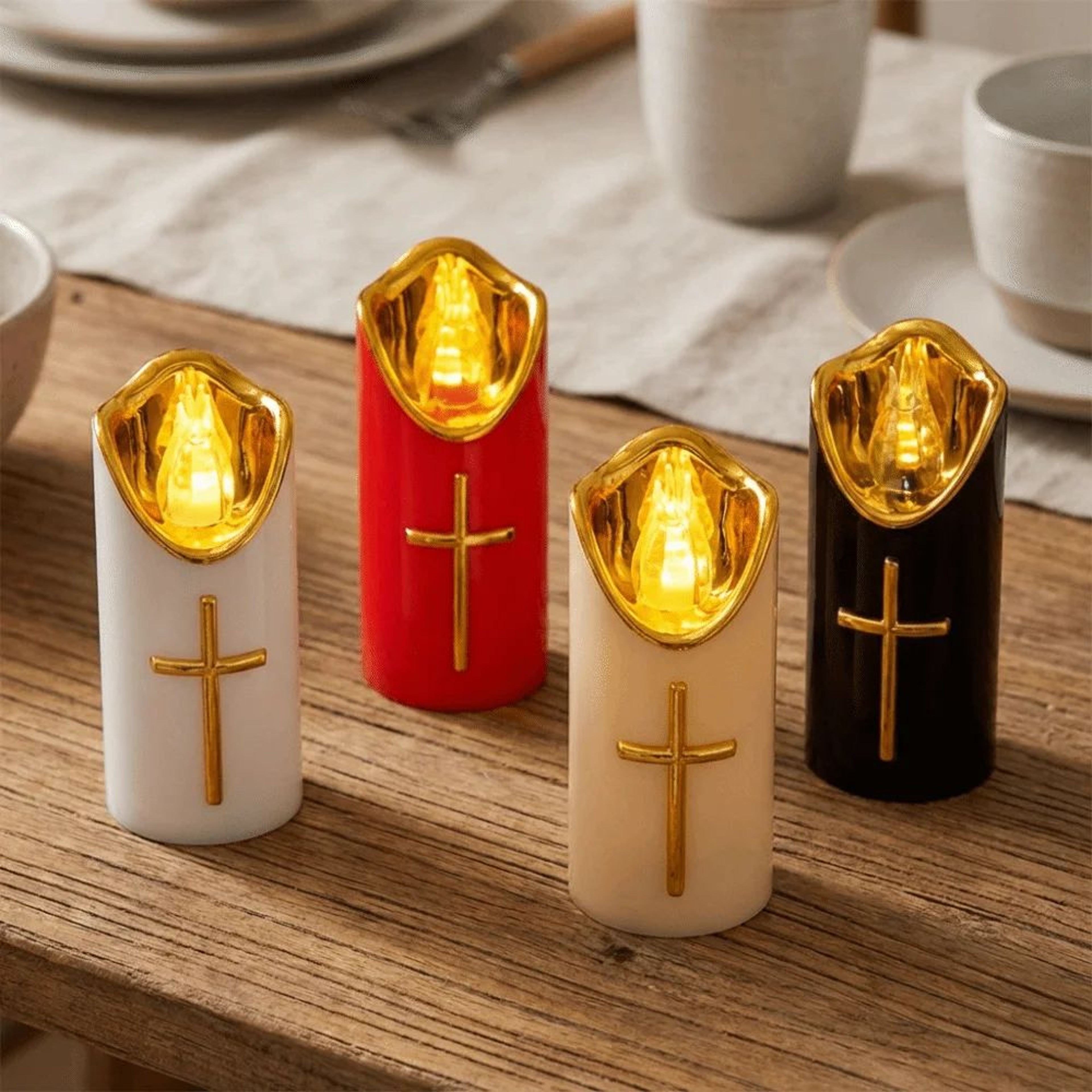 Reusable Christian Cross LED Flameless Candle 0