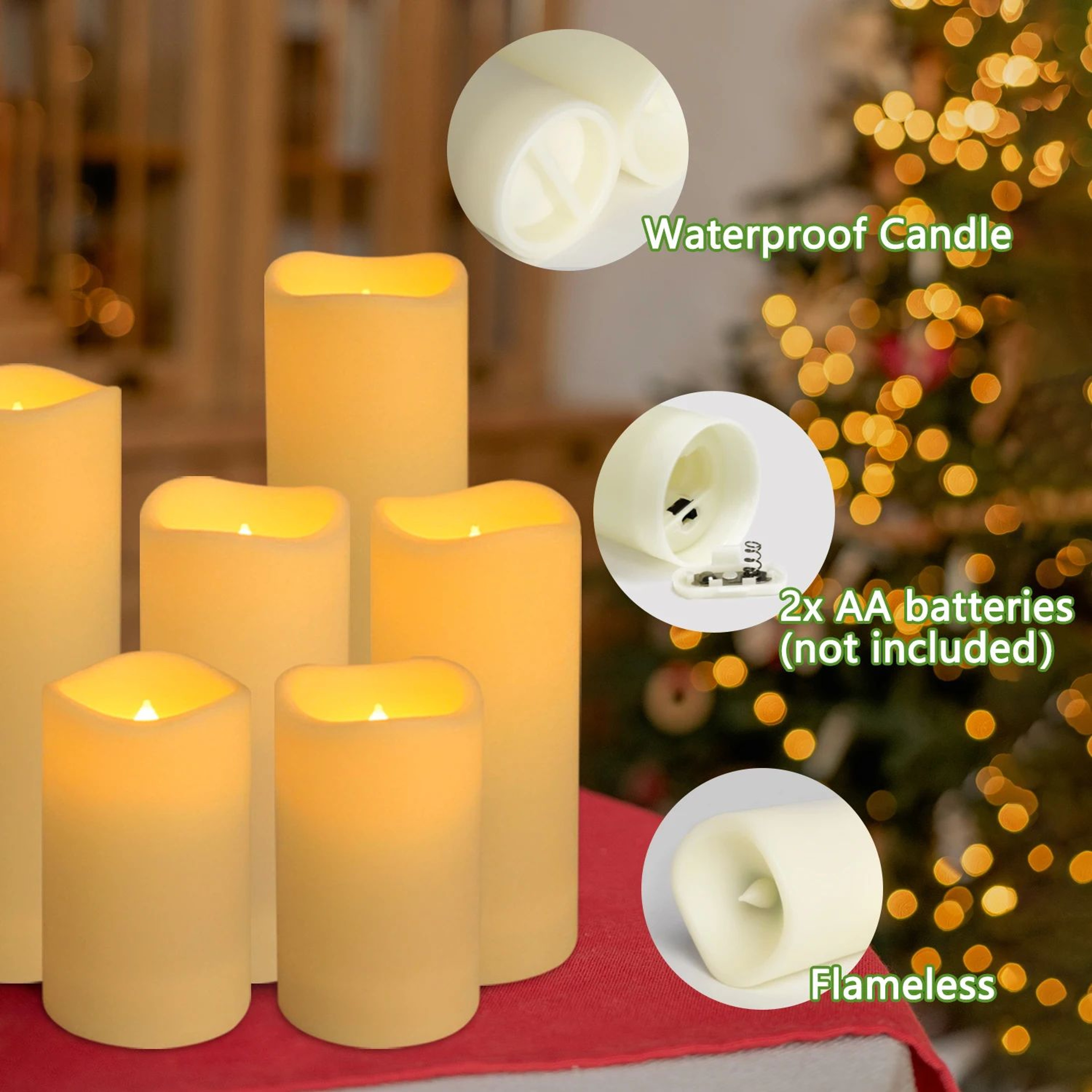 Waterproof LED Flameless Candle Light Set For Home Decor 3
