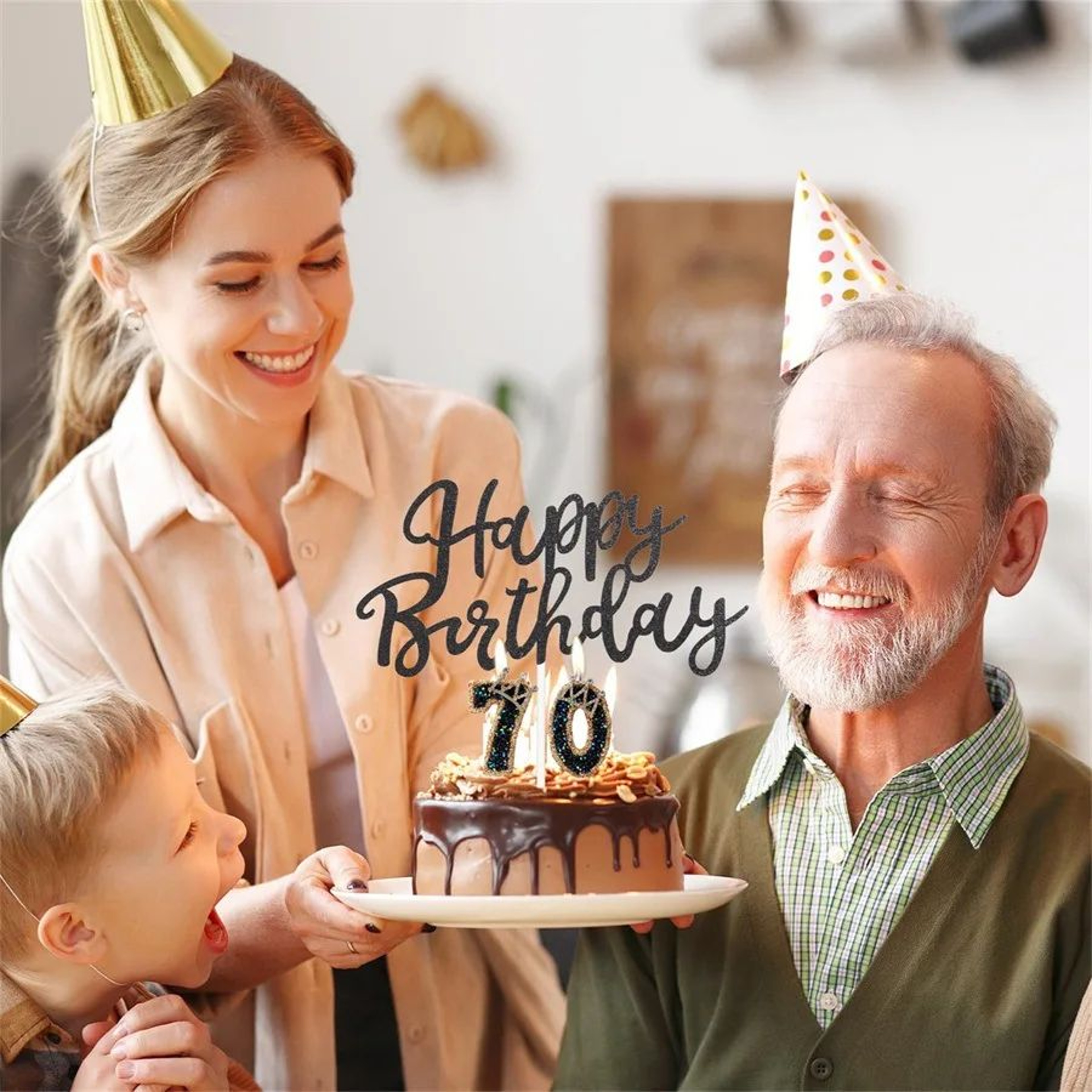 Luxury Rhinestone Crown Number Birthday Candle Cake Topper 1
