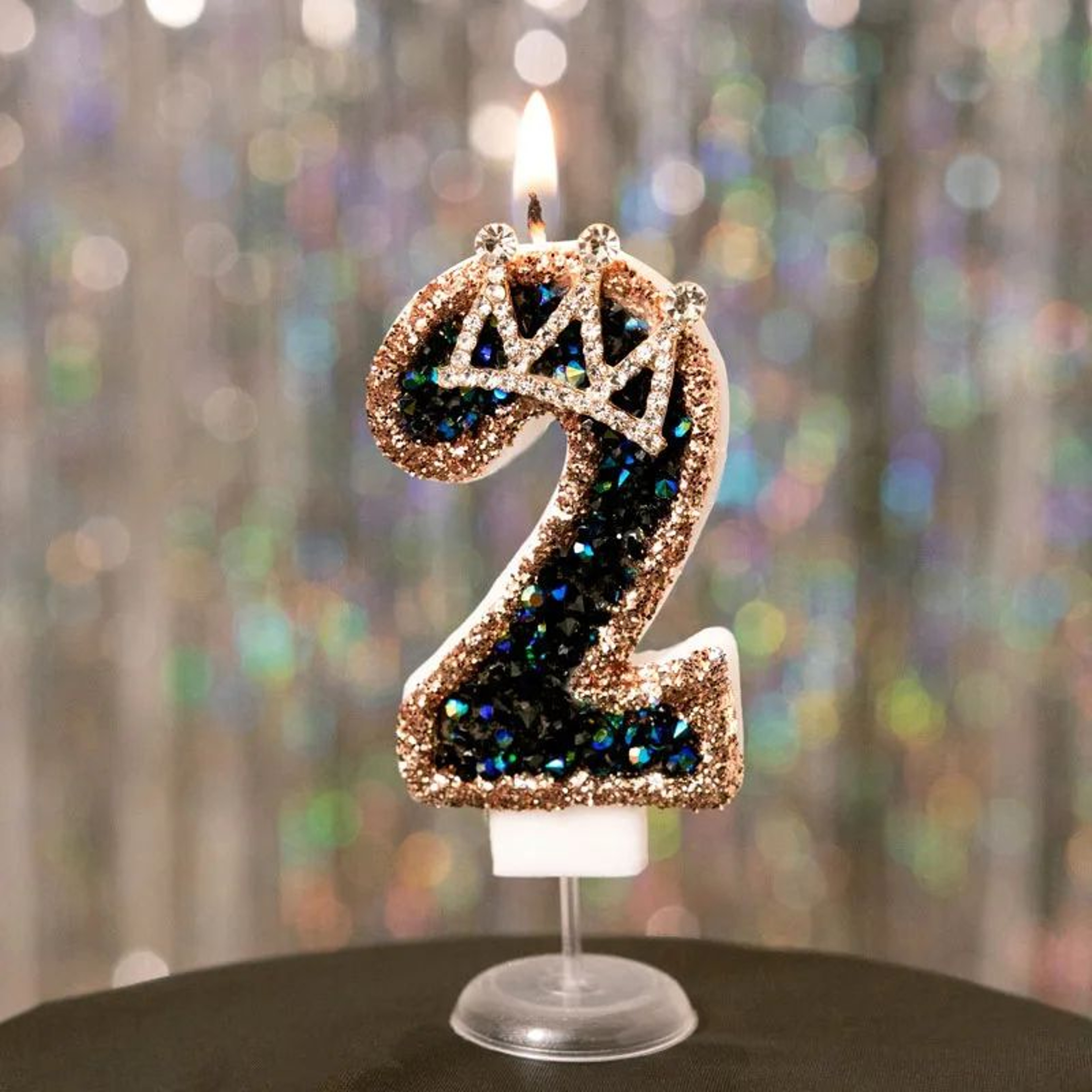 Luxury Rhinestone Crown Number Birthday Candle Cake Topper 7