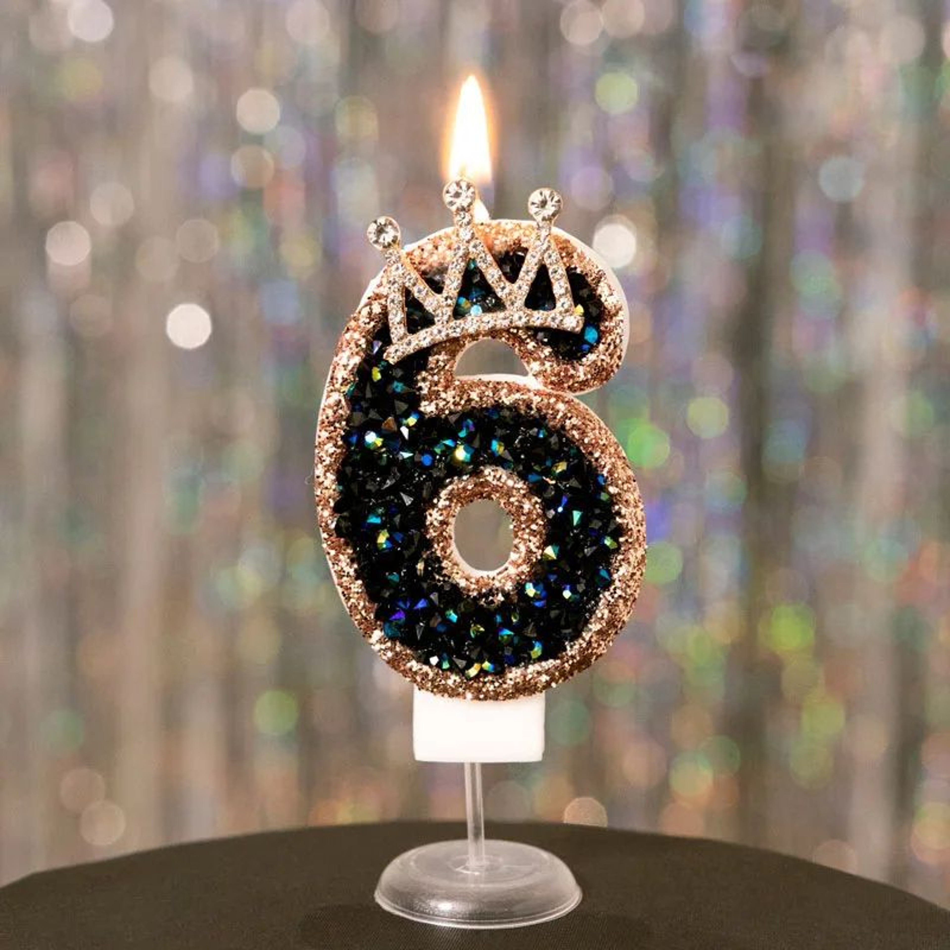 Luxury Rhinestone Crown Number Birthday Candle Cake Topper 11