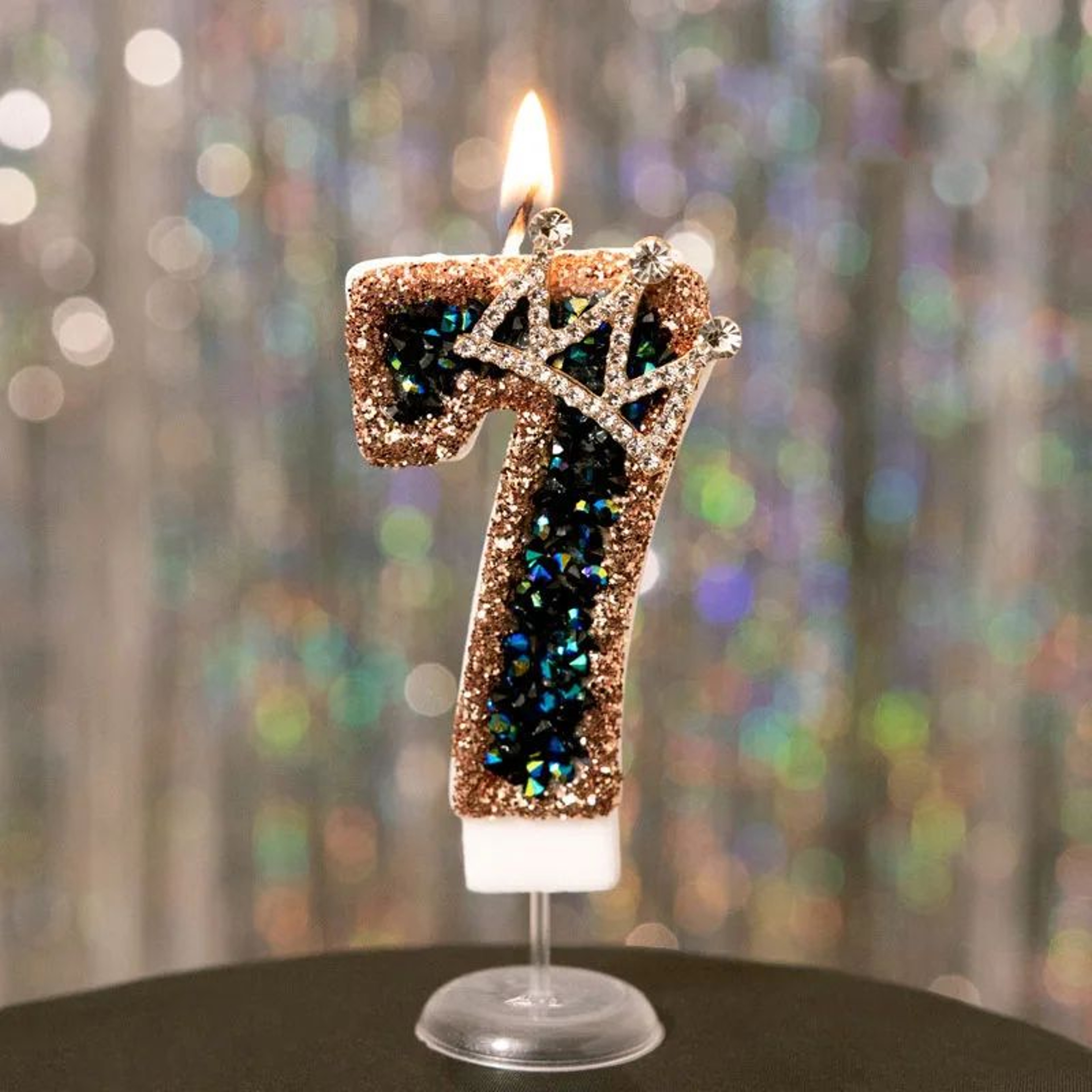 Luxury Rhinestone Crown Number Birthday Candle Cake Topper 12